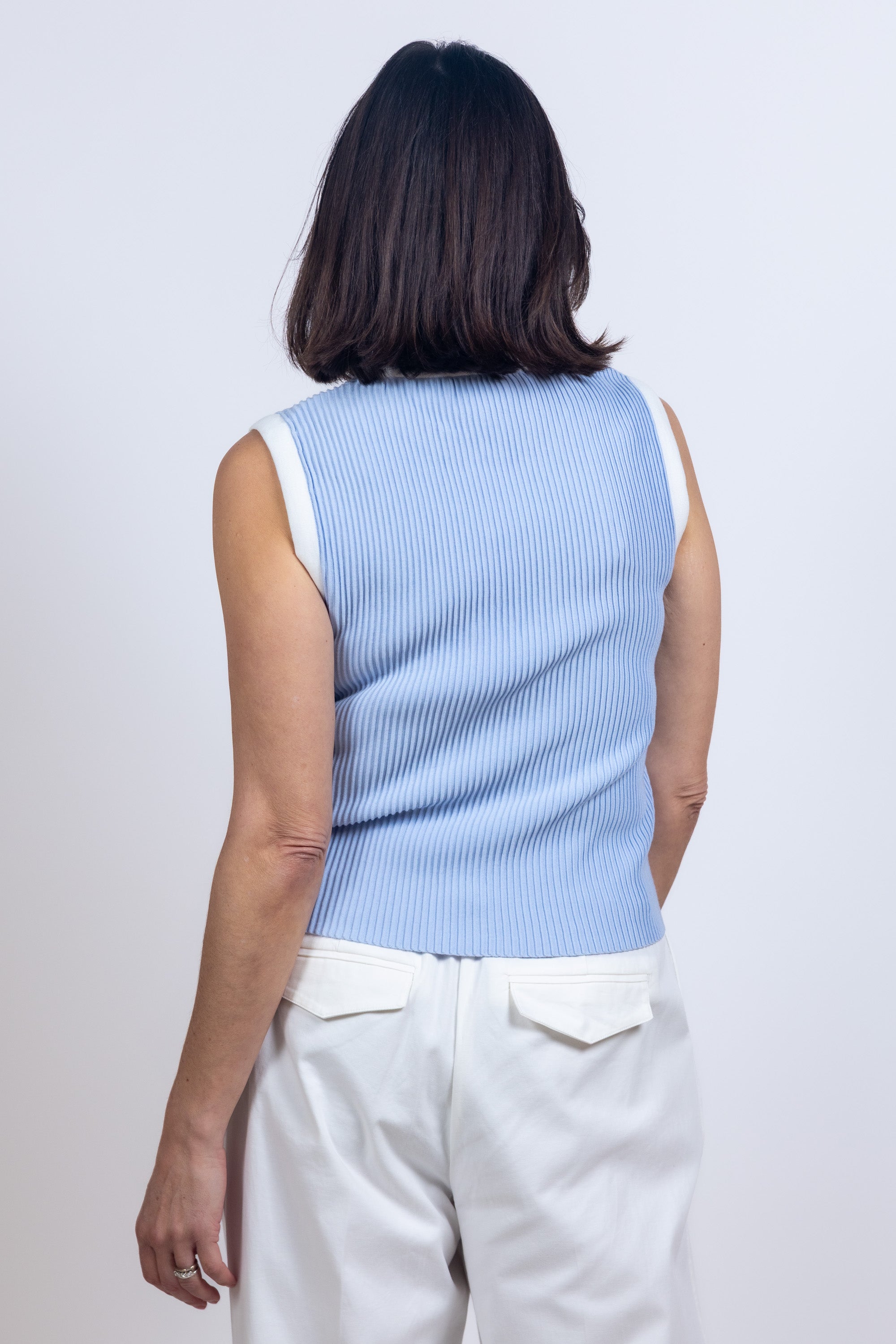 Mouwloos topje rib - Bleu
