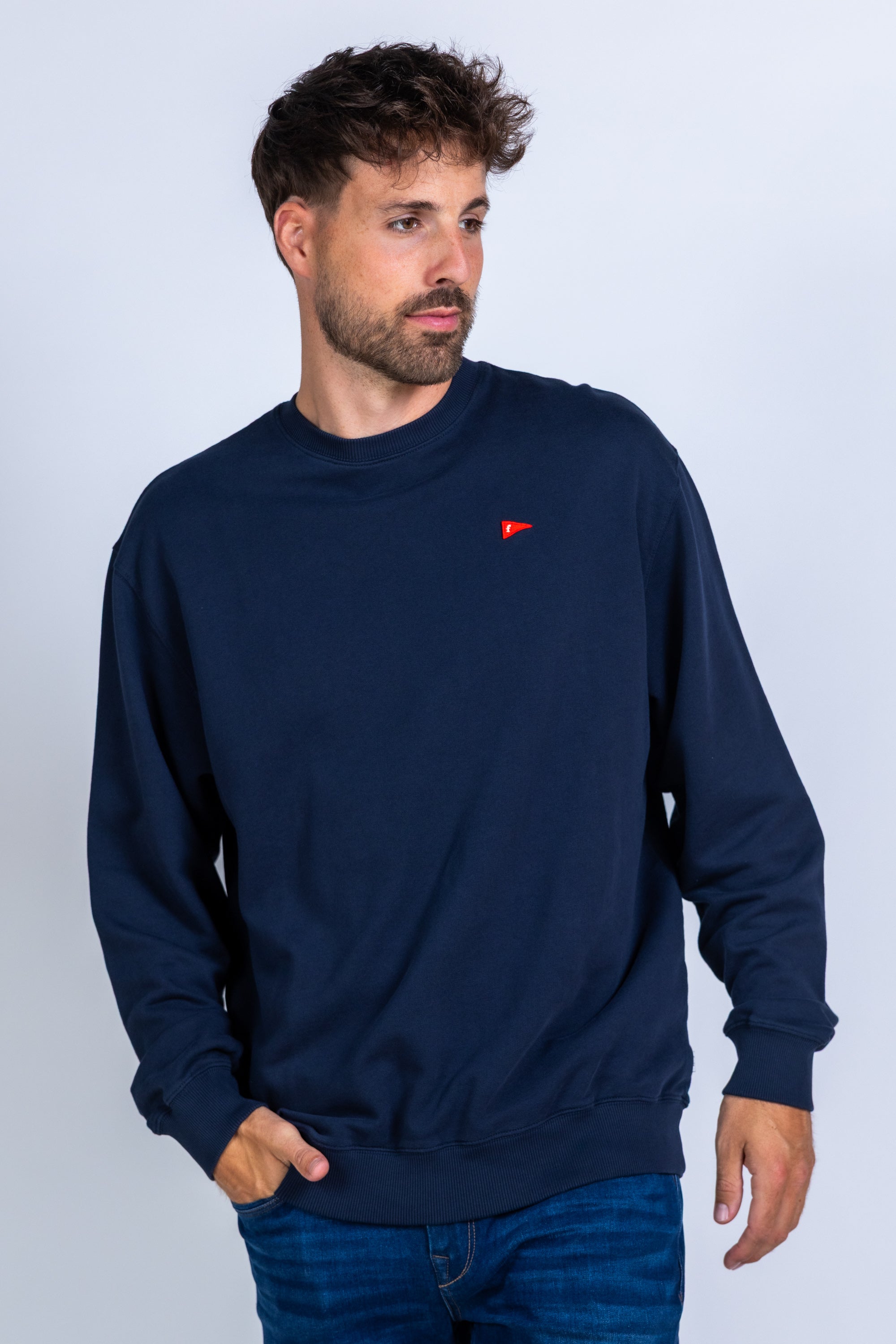 Sweater met ronde hals - Marine