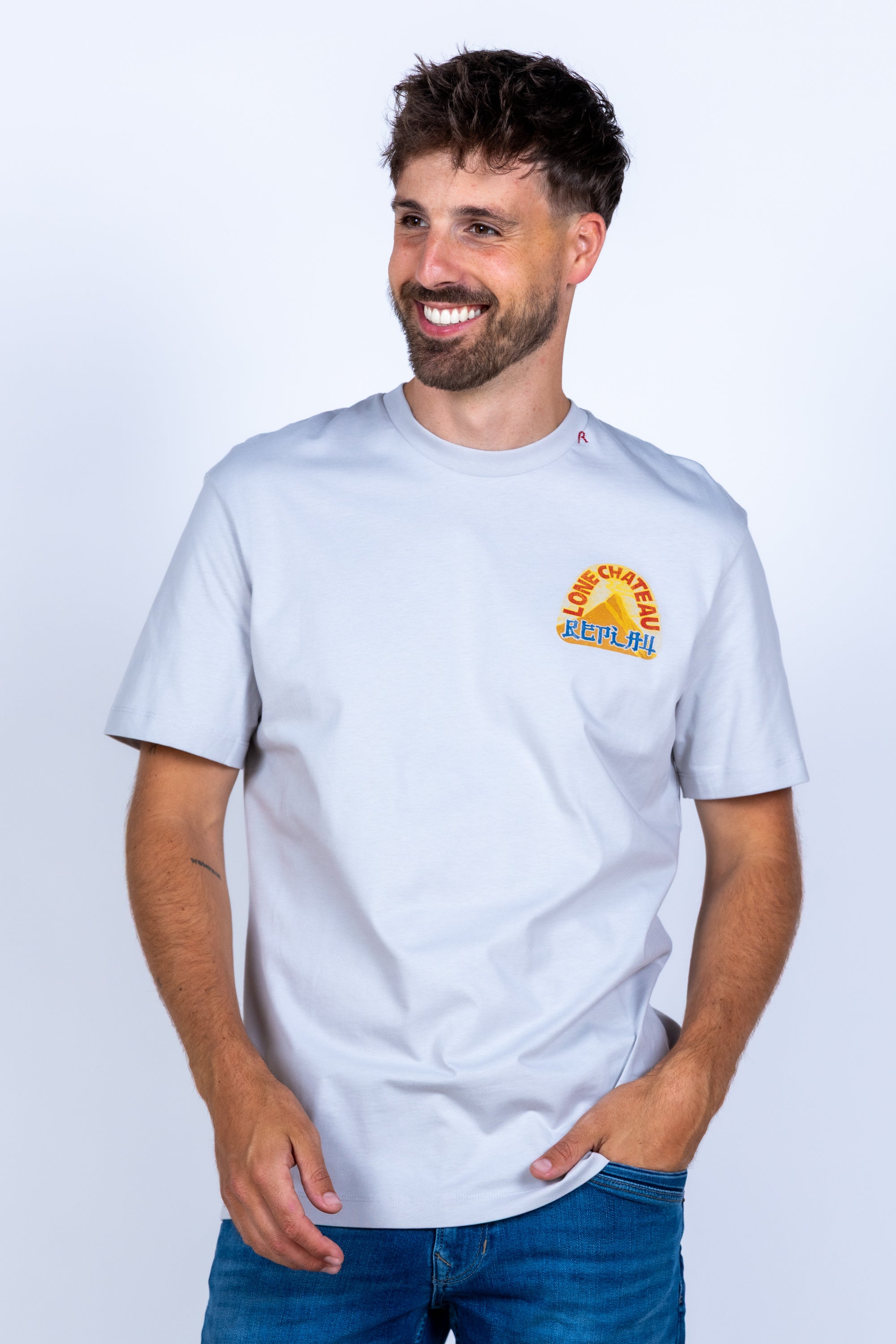 T-shirt met opdruk - Lichtgrijs