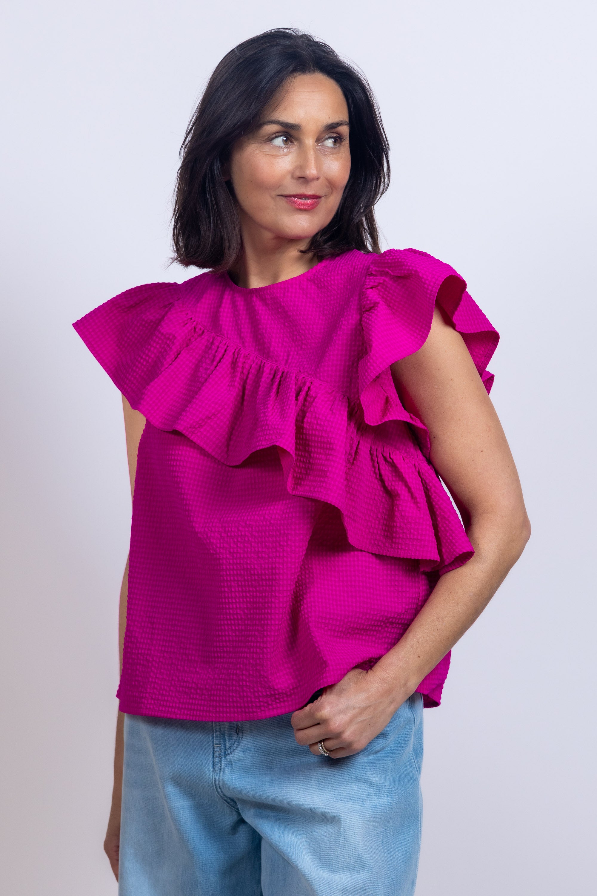 Top met ruches - Pink/cyclaam