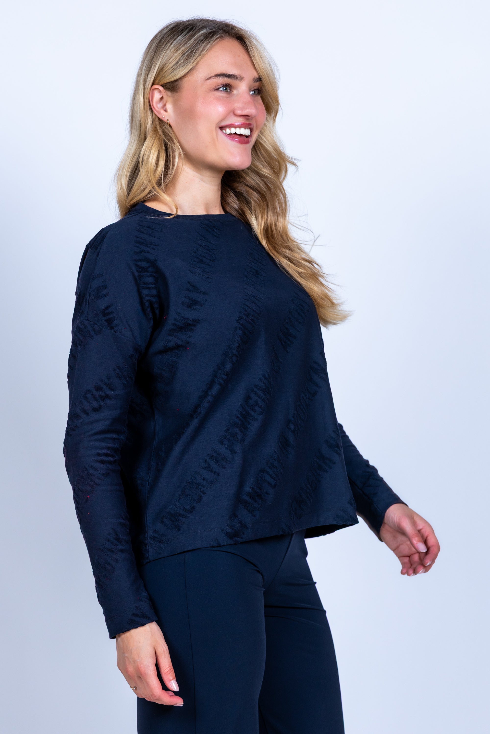 Trui met tekstprint - Marine