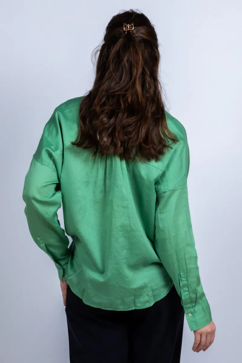 0039 ITALY 0039 ITALY SANDY 210801 Blouse met knopen - Flessegroen