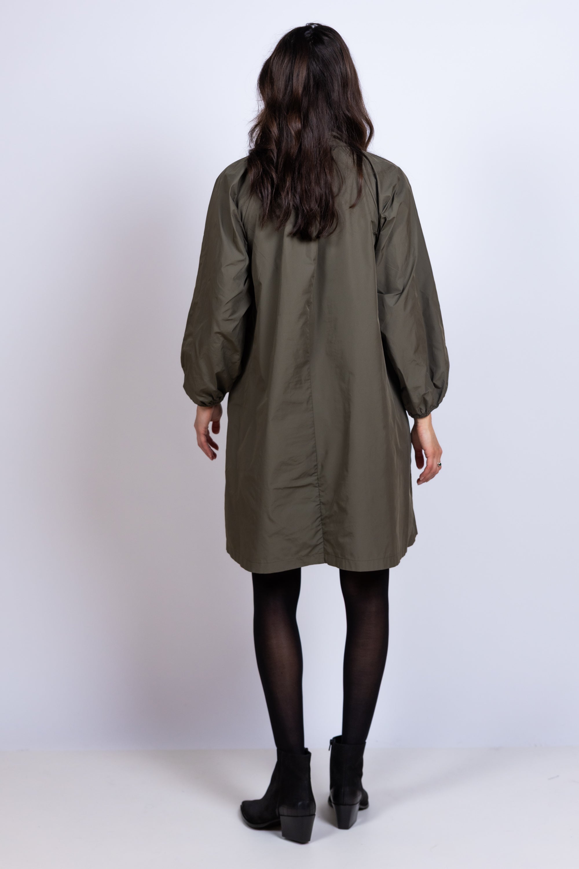 Jurk met strik - Olijfgroen