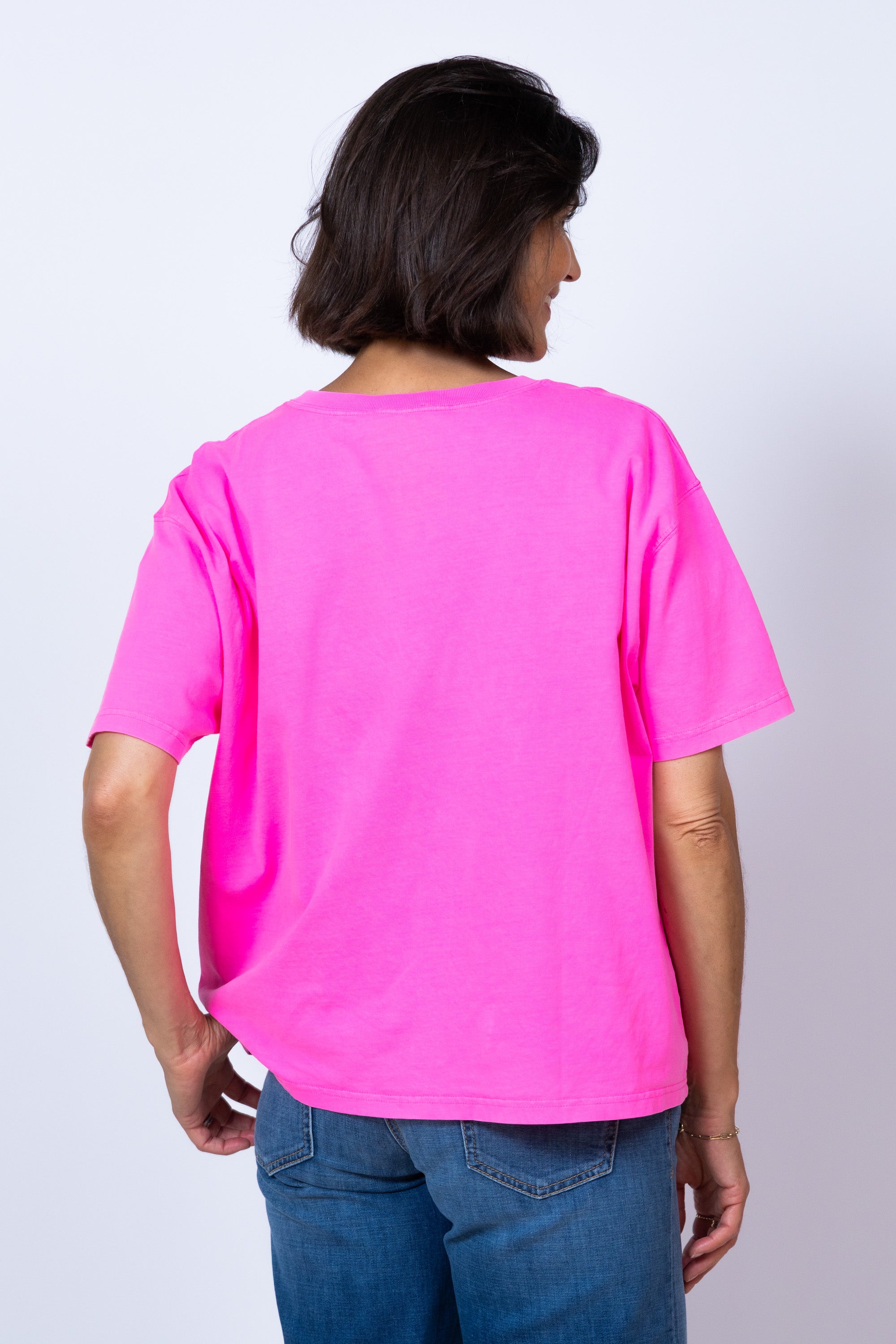 T-shirt met ronde hals - Pink/cyclaam