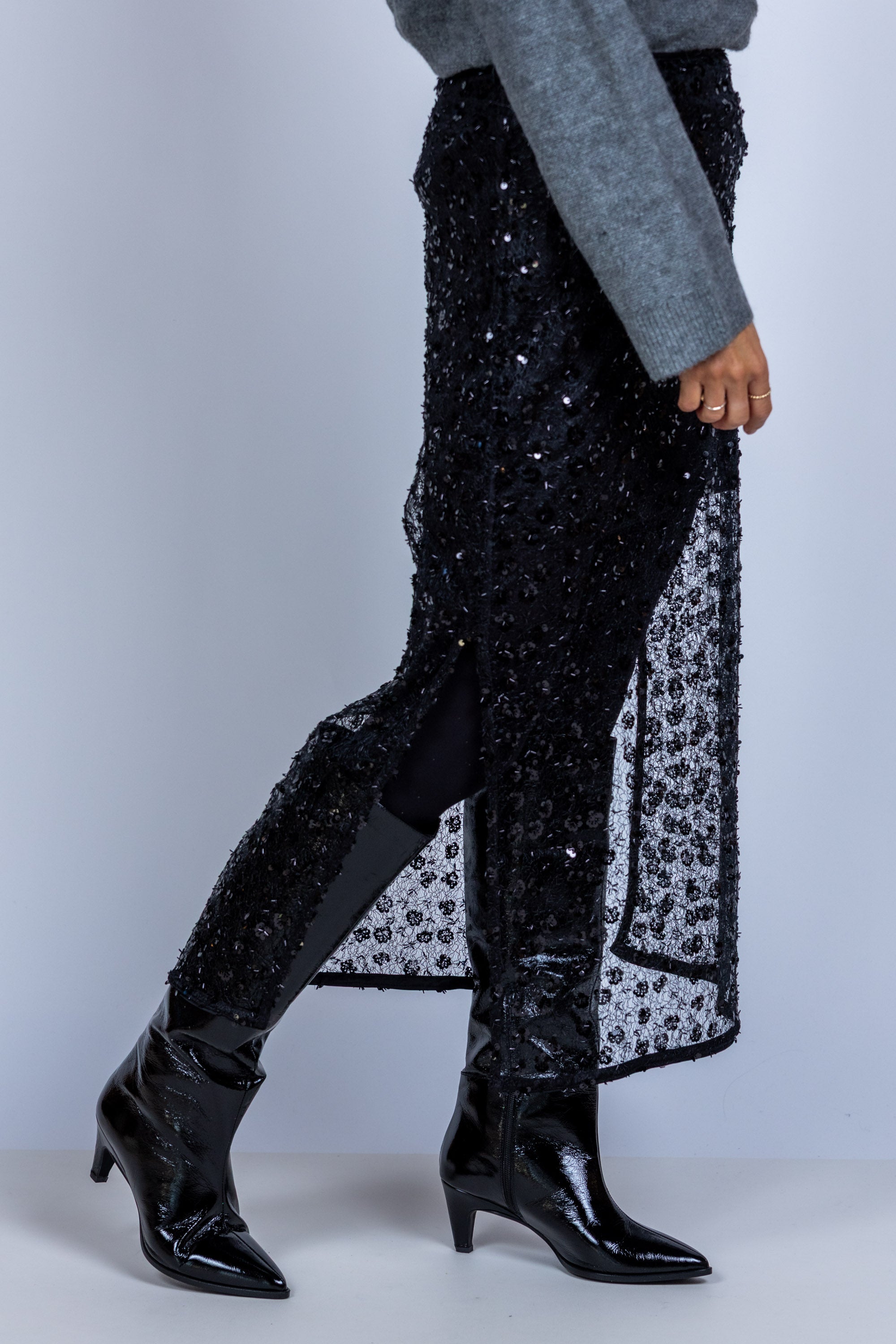 Rok met pailletten - Zwart