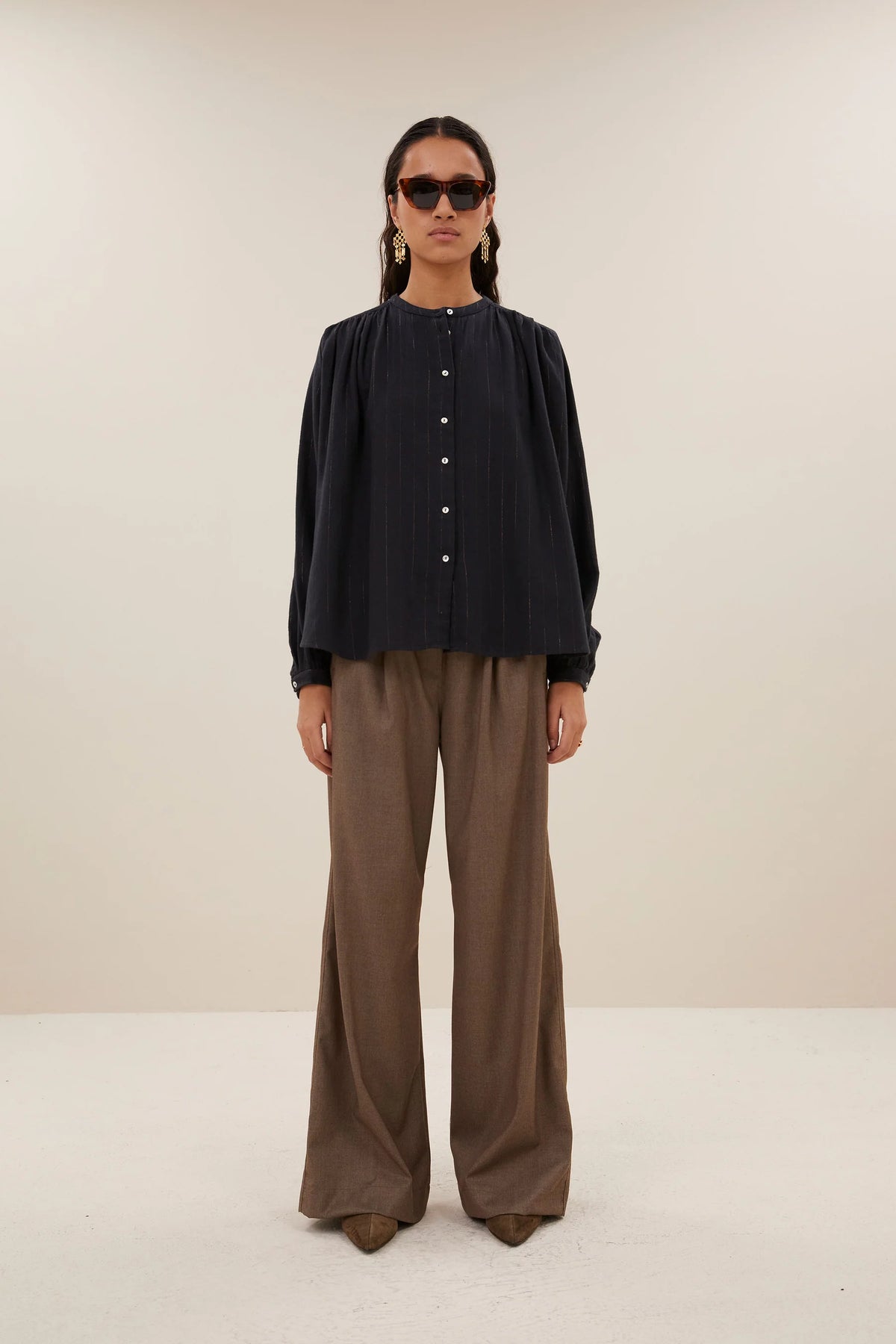 BY-BAR BY-BAR NYKA LUREX BLOUSE zwart