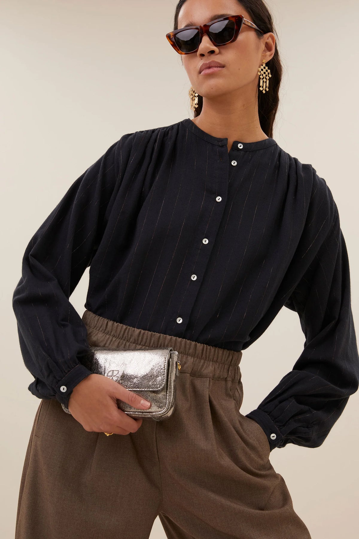BY-BAR BY-BAR NYKA LUREX BLOUSE zwart