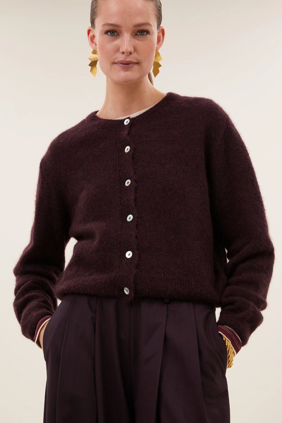 BY-BAR BY-BAR CLEO CARDIGAN donkerbordeaux