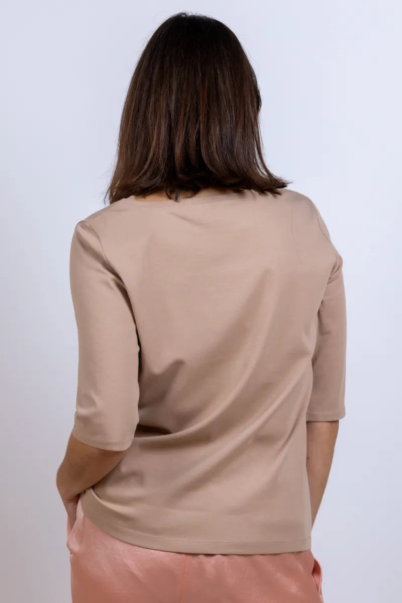 MARCCAIN COLLECTIE MARCCAIN COLLECTIE AC.48.16 J15 MARCCAIN COLLECTIE AC.48.16 J15 T-shirt met driekwart mouw - Zand