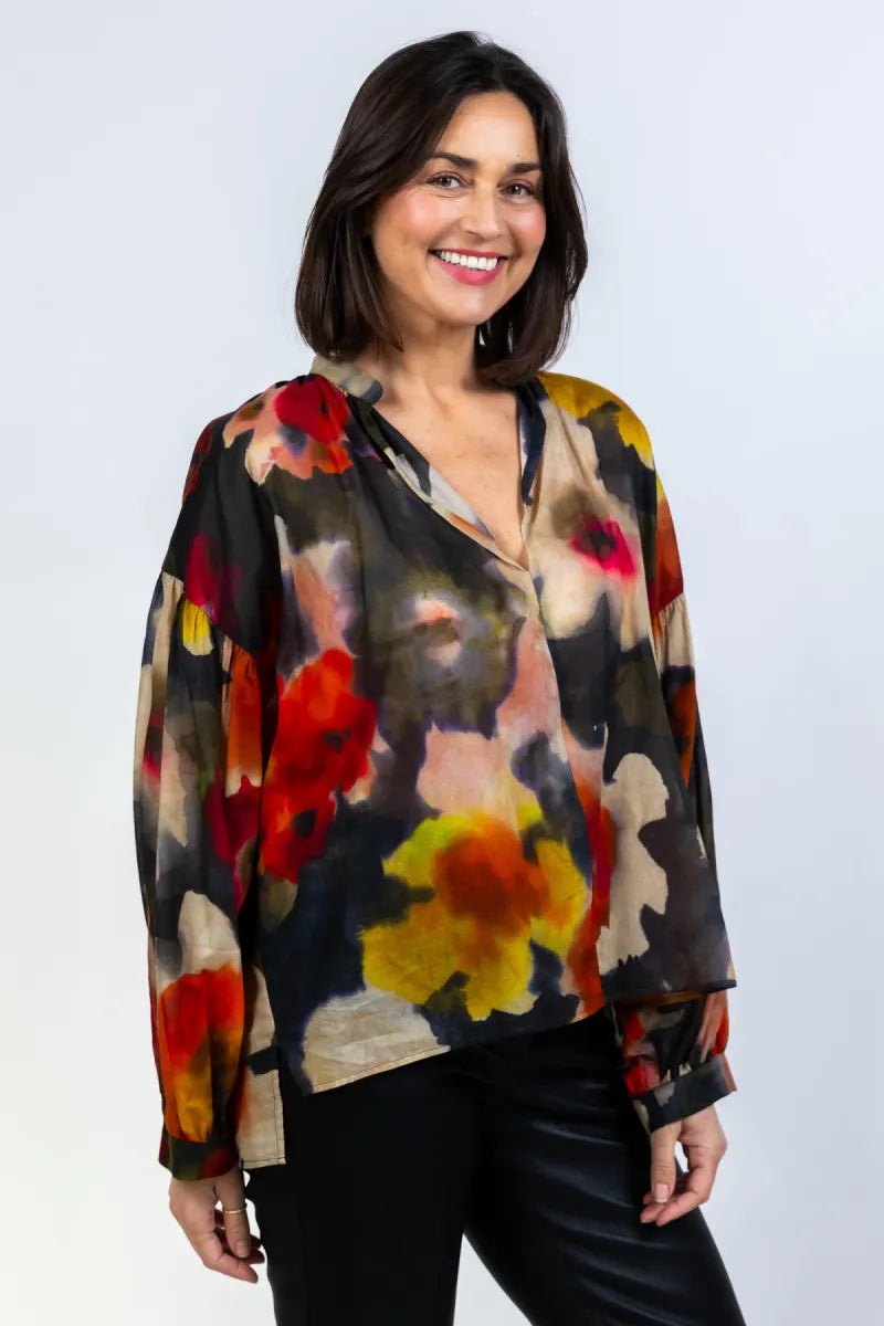 MOMONI Blouse met print - Olijfgroen