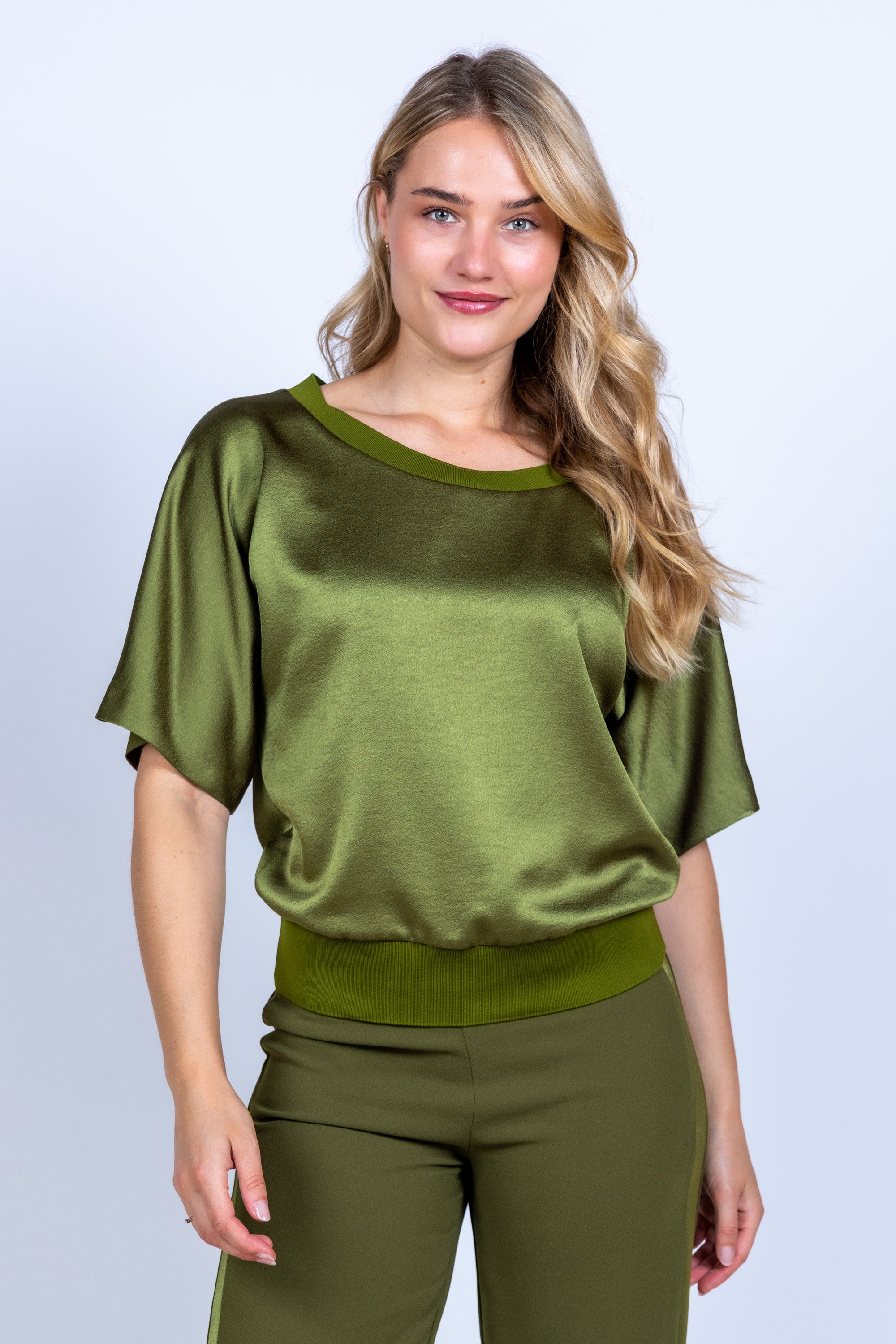 Blouse met korte mouwen - Olijfgroen