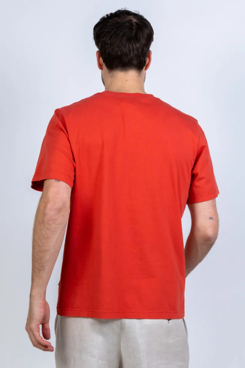 FORET FORET F1012 T-shirt met borduring - Koraalrood