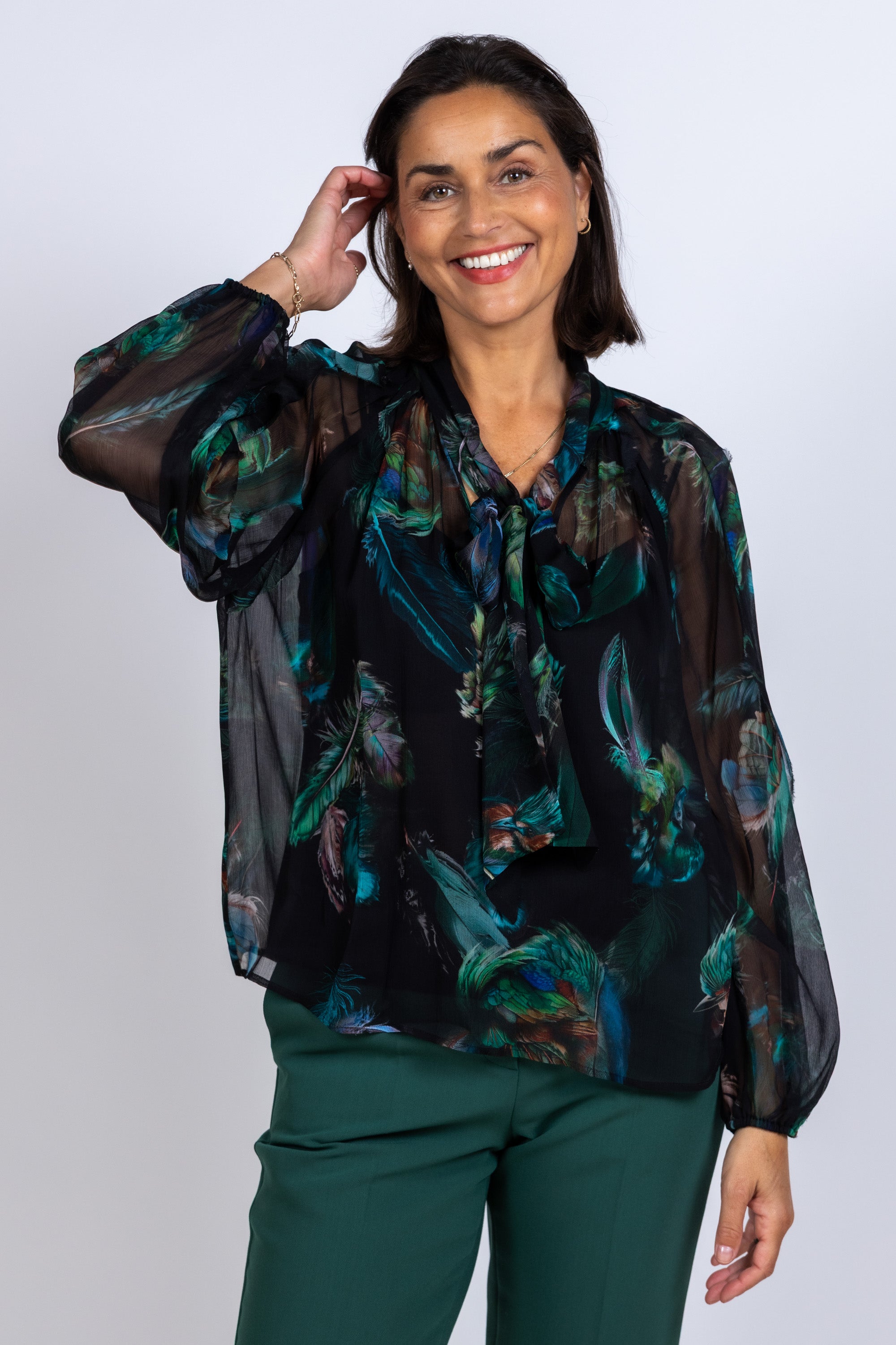 Blouse met strik - Zwart