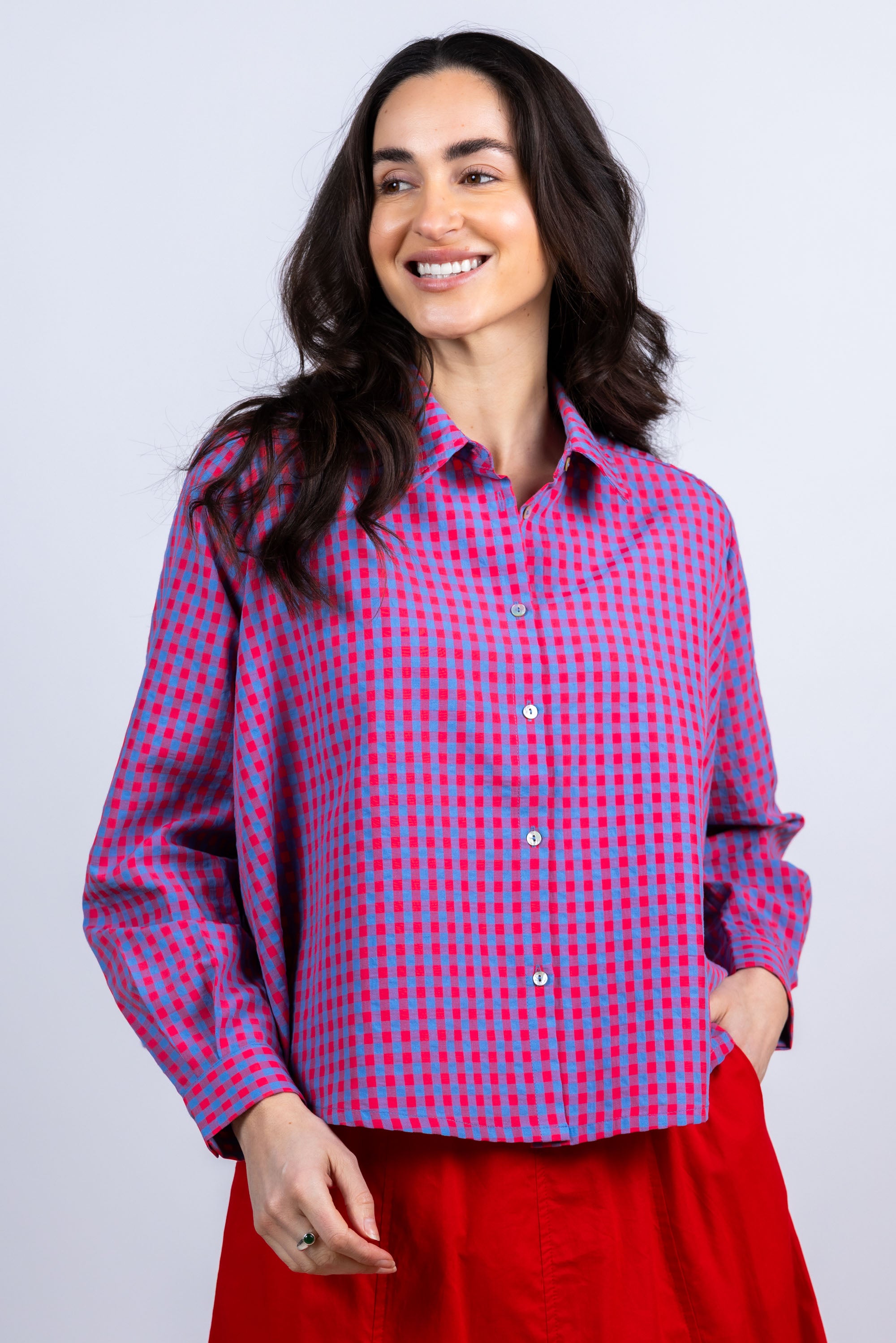 Blouse met ruitpatroon - Rood