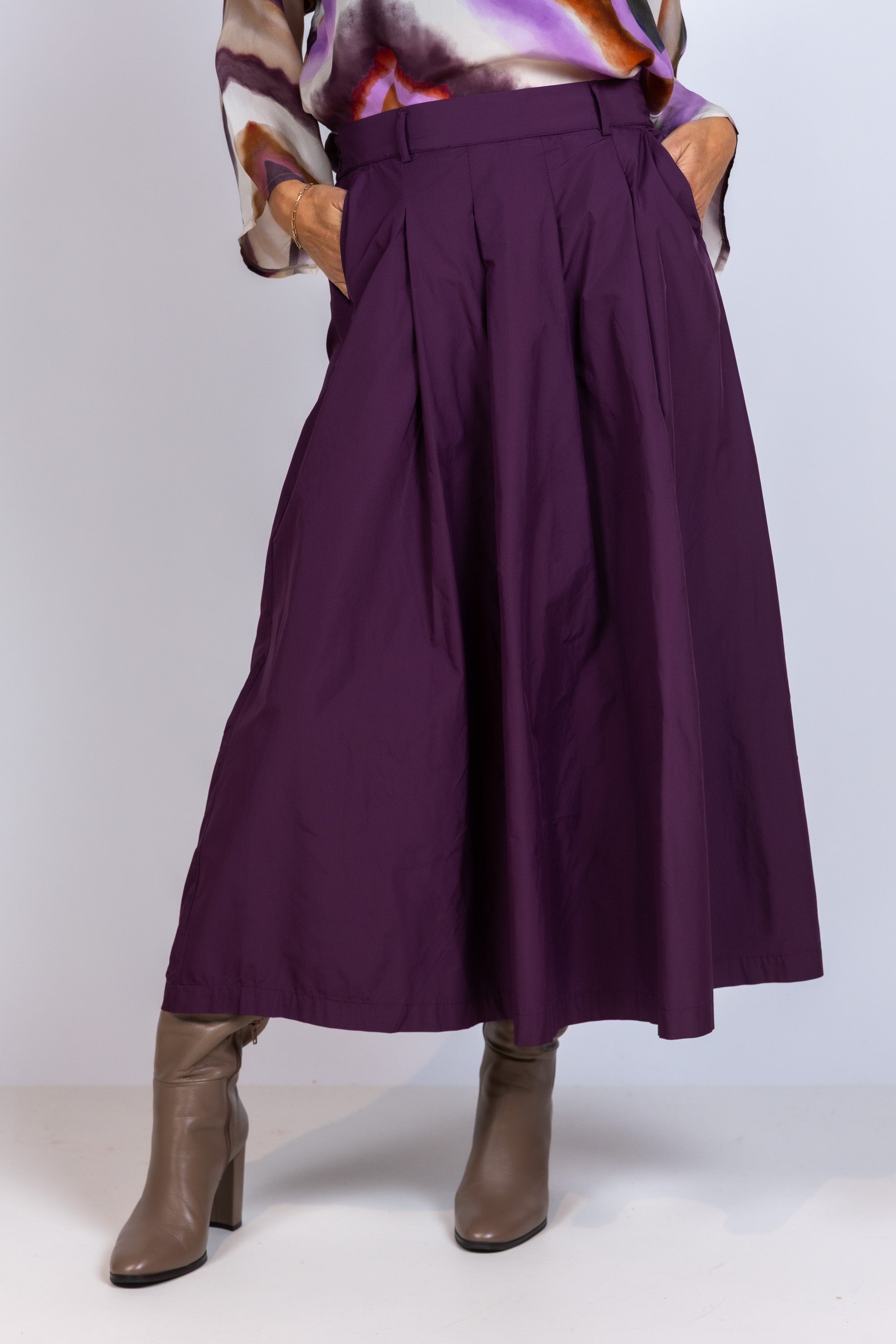 Rok met plooien - Burgundy