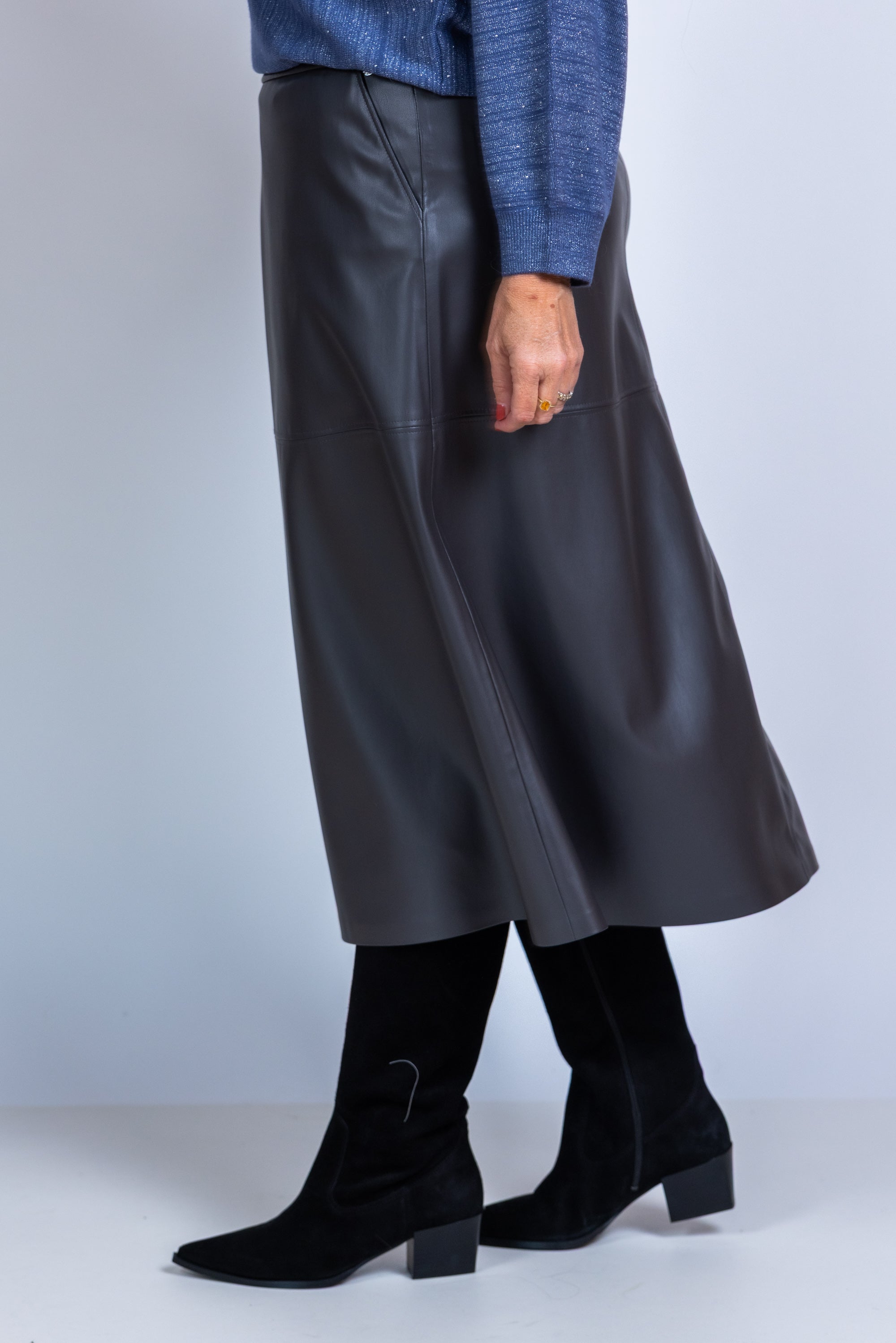 Rok van leerlook - Antraciet