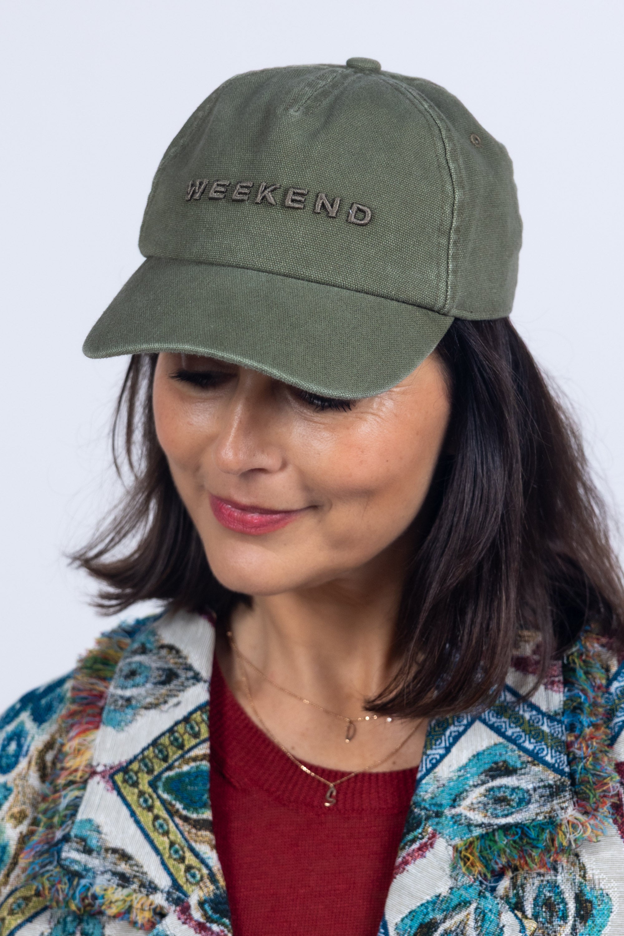 Pet met tekst - Khaki