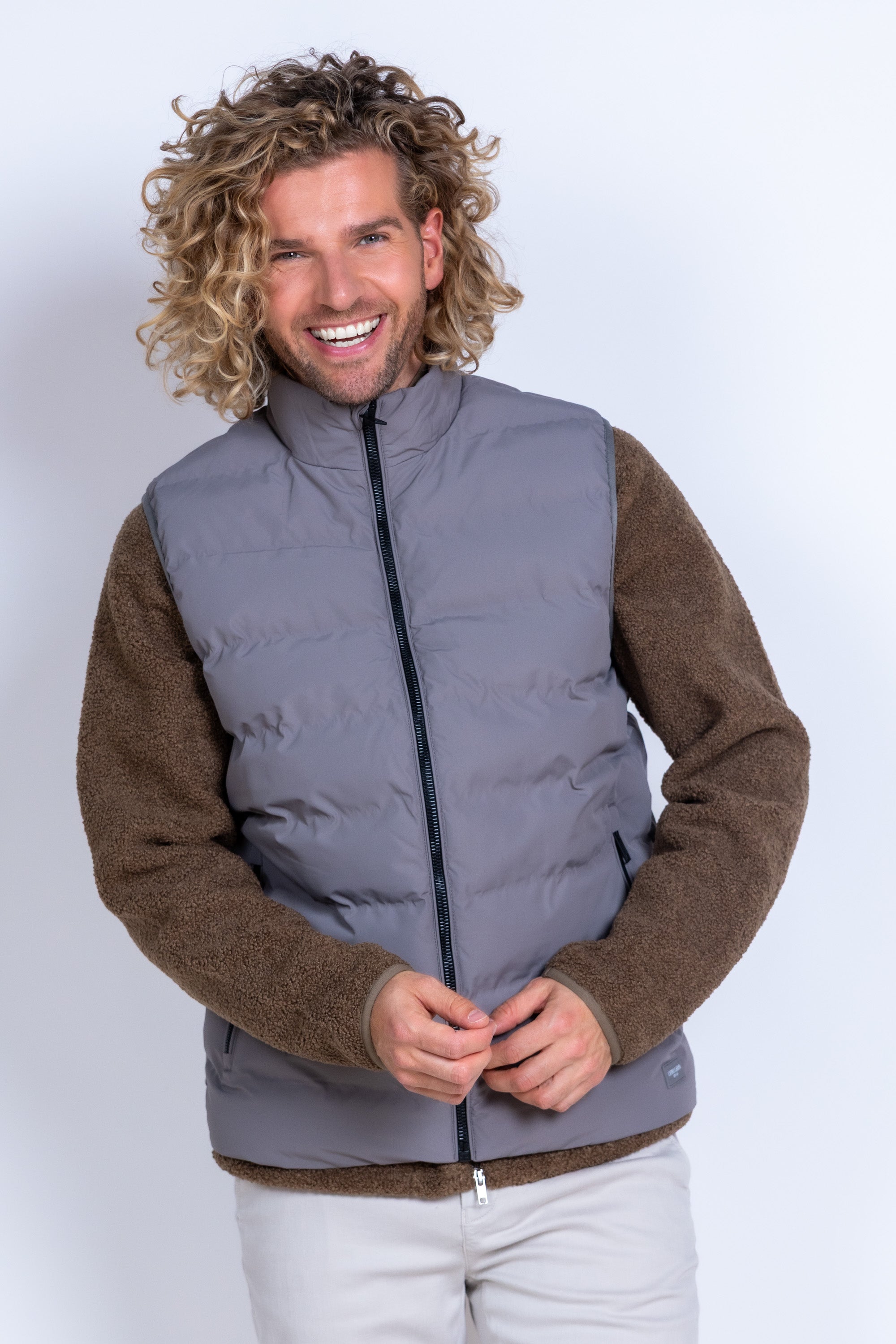 Bodywarmer met rits - Grijs/groen