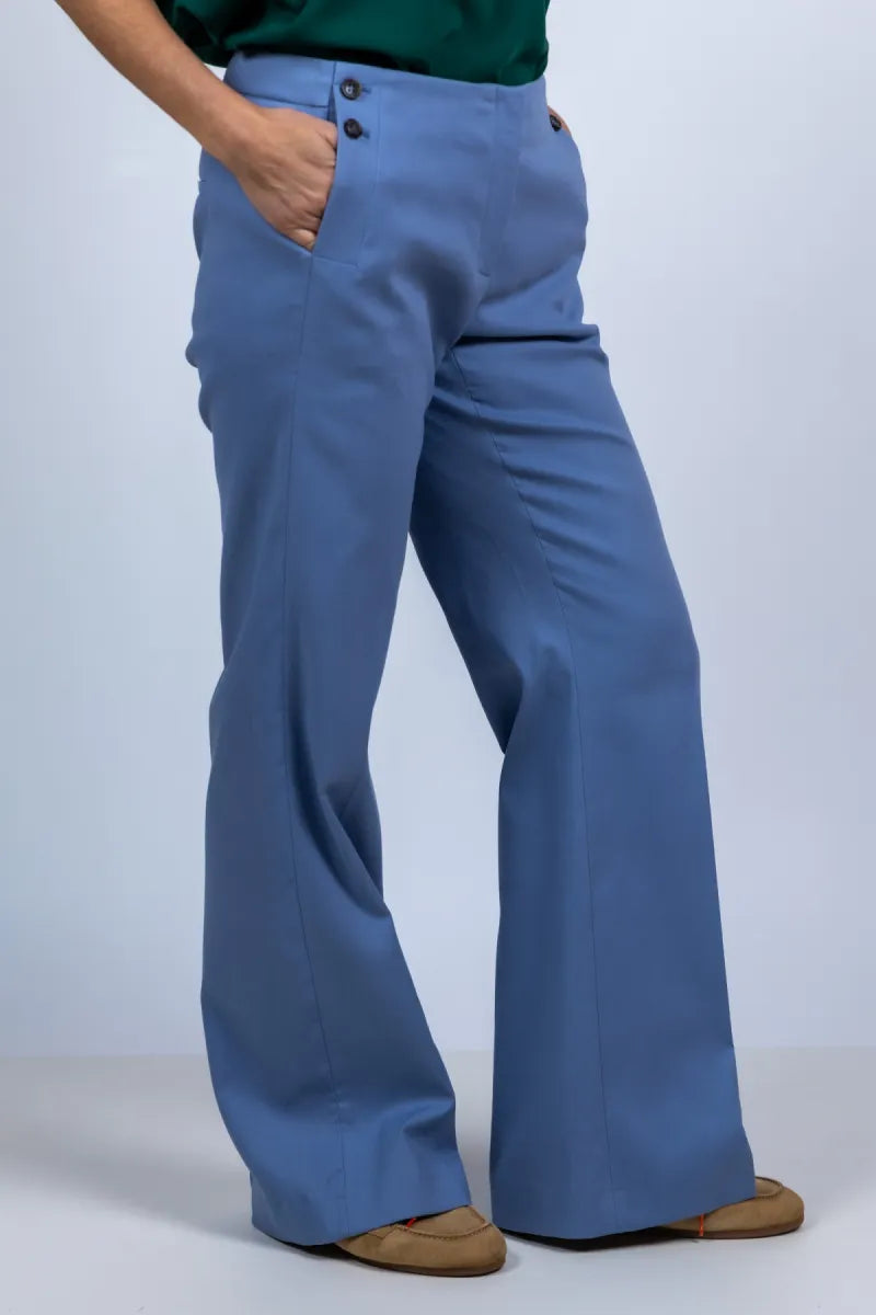 LUISA CERANO LUISA CERANO 638876-3806 Wijde pantalon met knopen - French blue