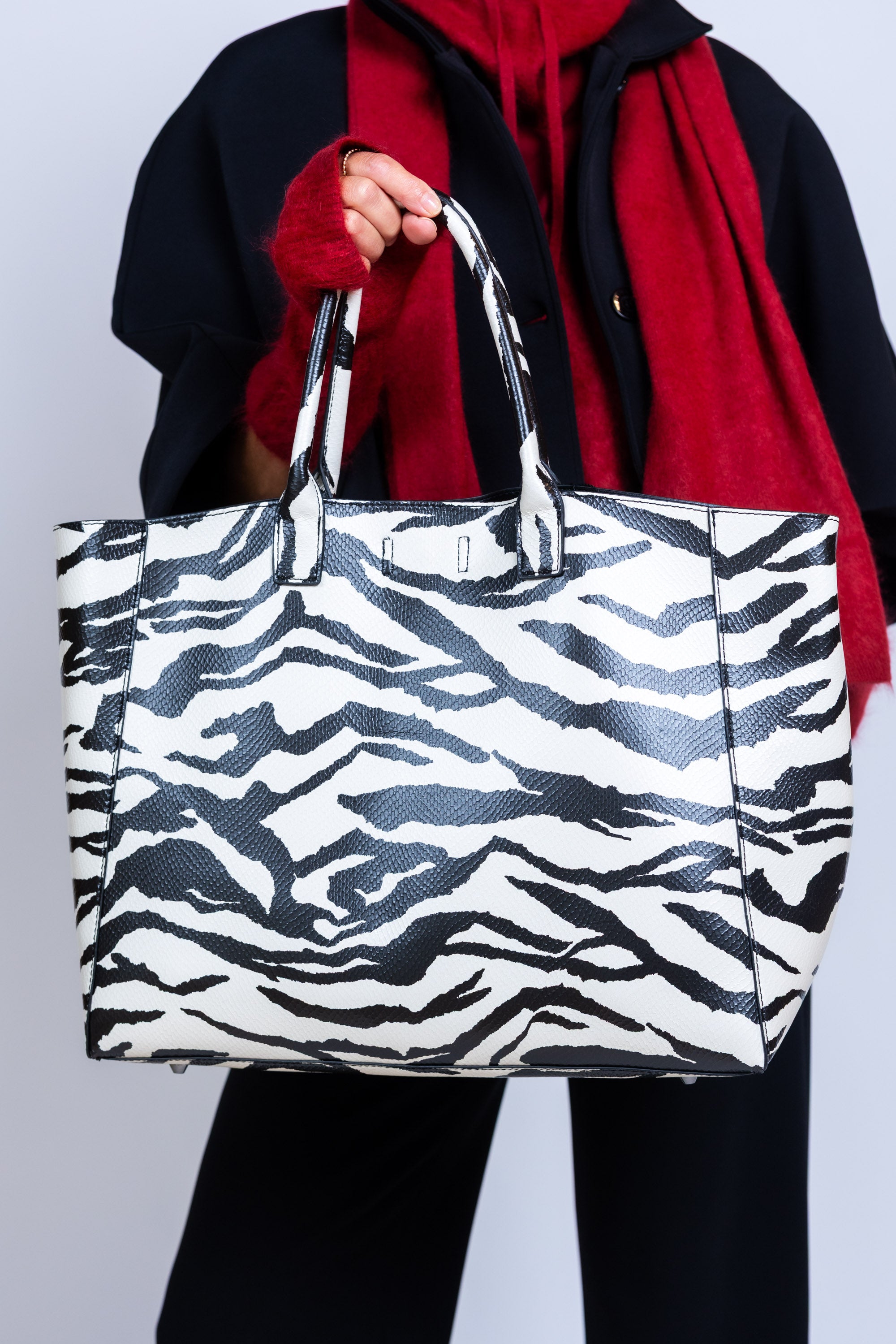 Tas met print - Ecru