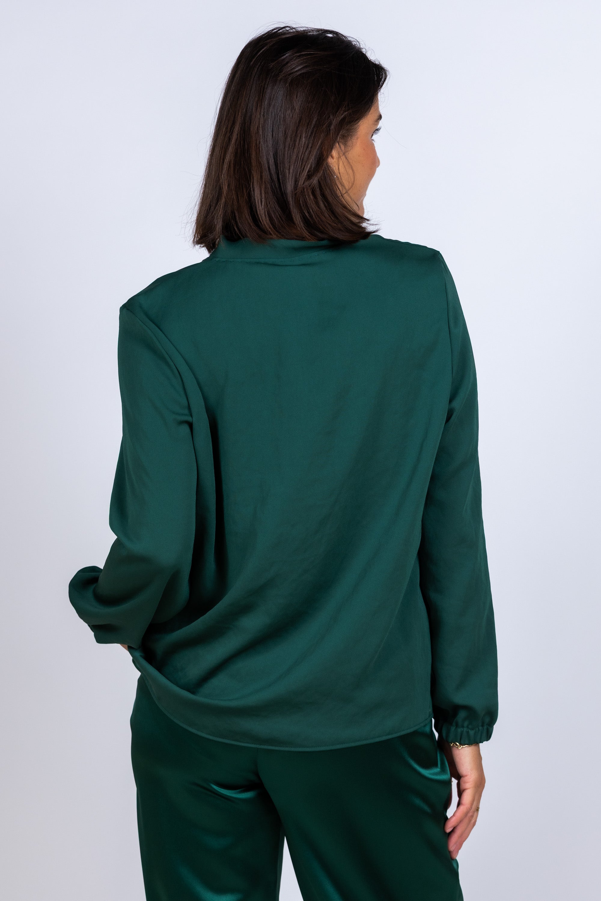 Blouse met V-hals - Flessegroen