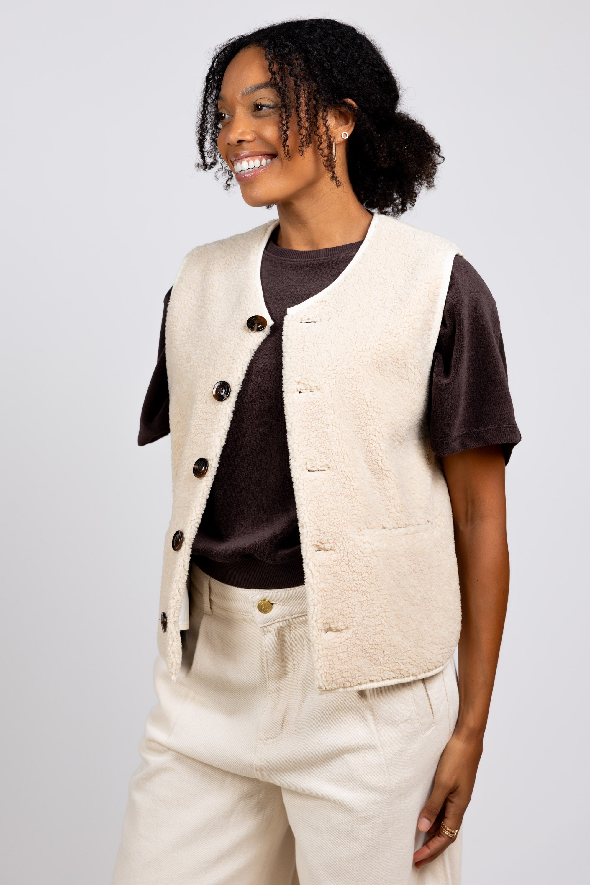 Teddy gilet - Ecru