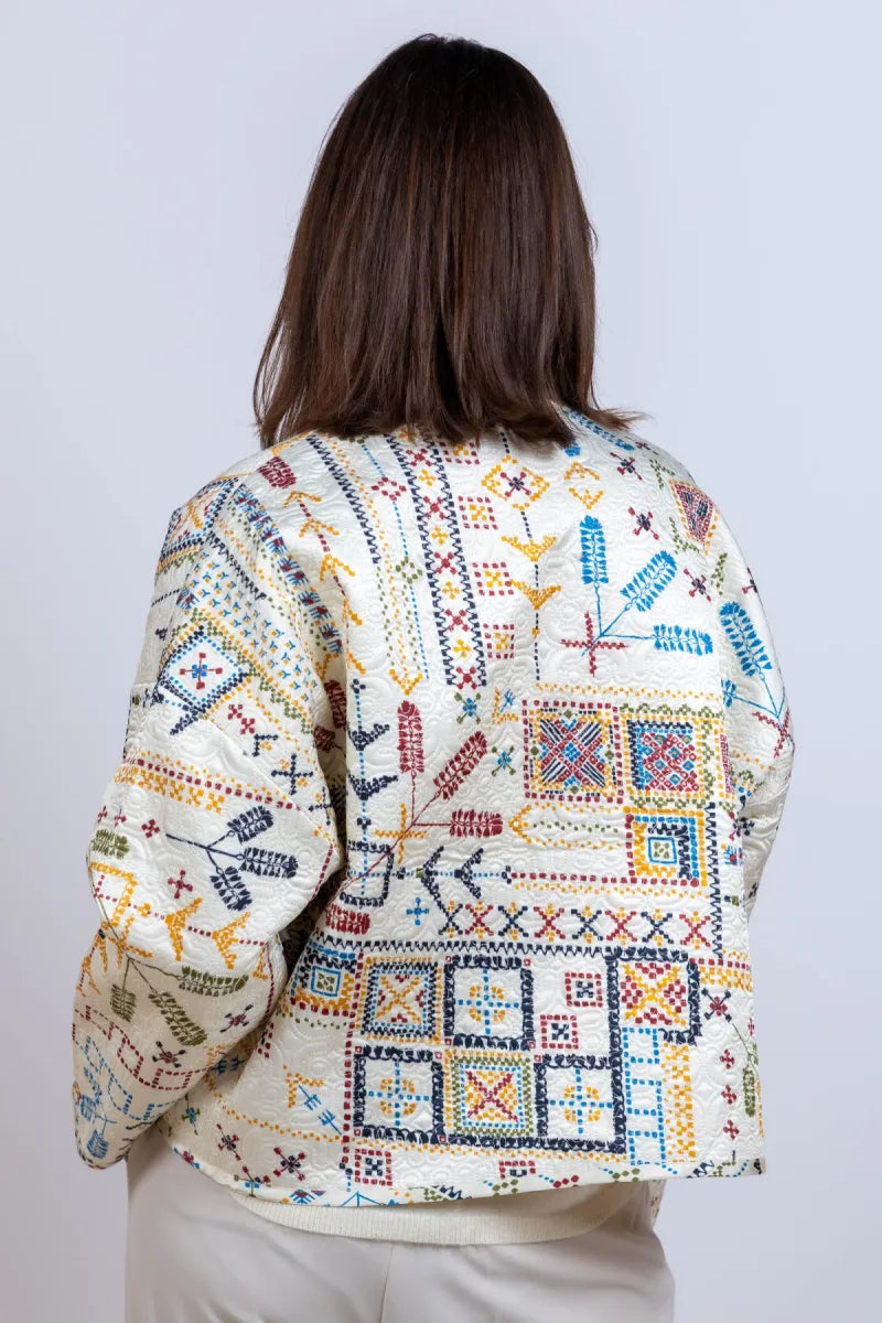 MOMONI MOMONI GELSOMINO MO36 Jasje met print - Ecru