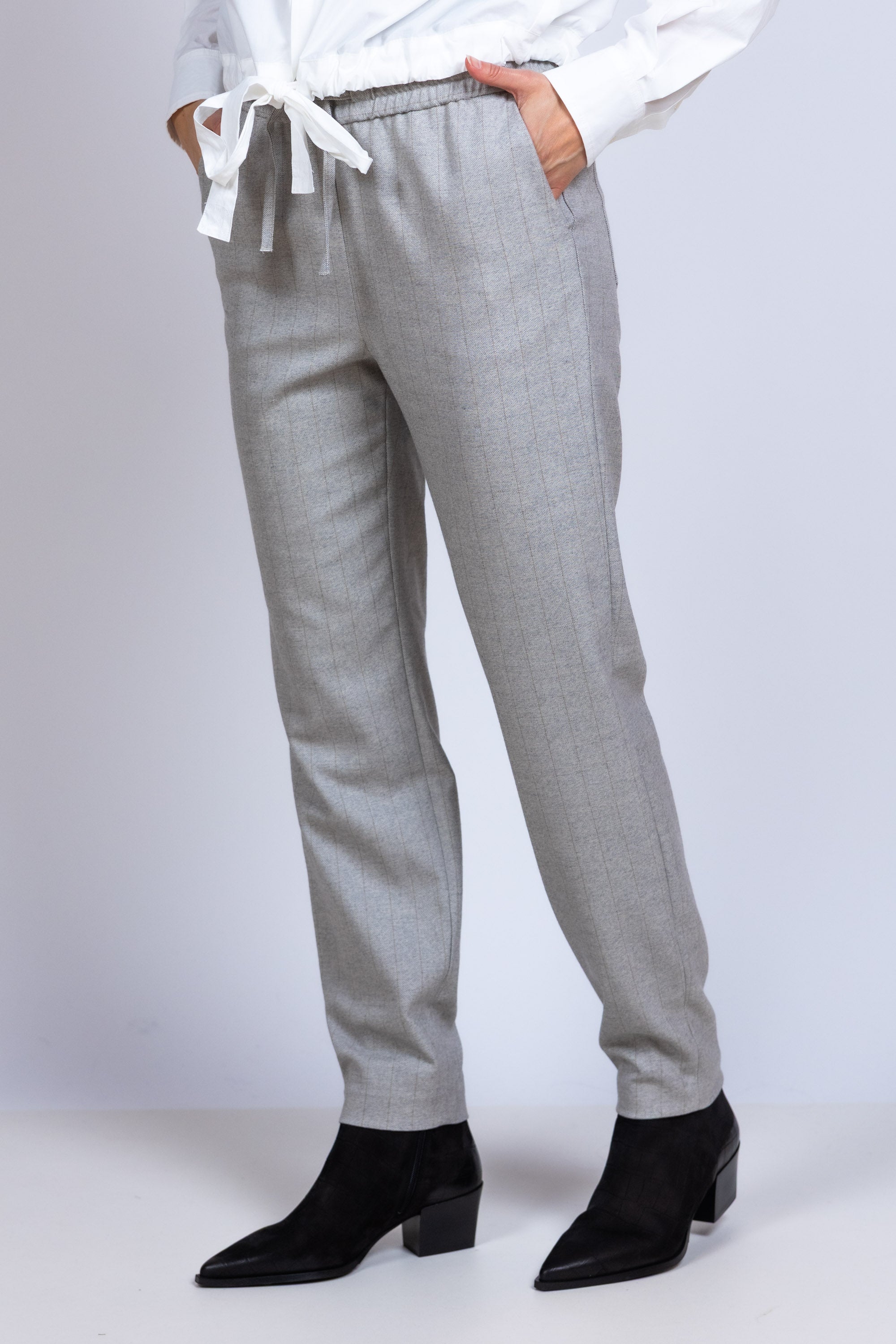 Broek met krijtstreep - Lichtgrijs