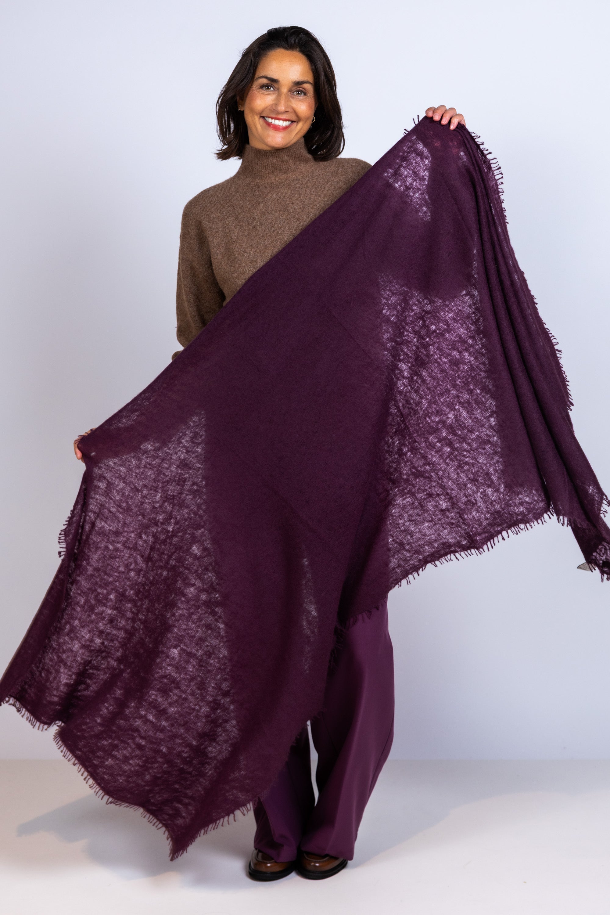 Sjaal met franjes - Burgundy