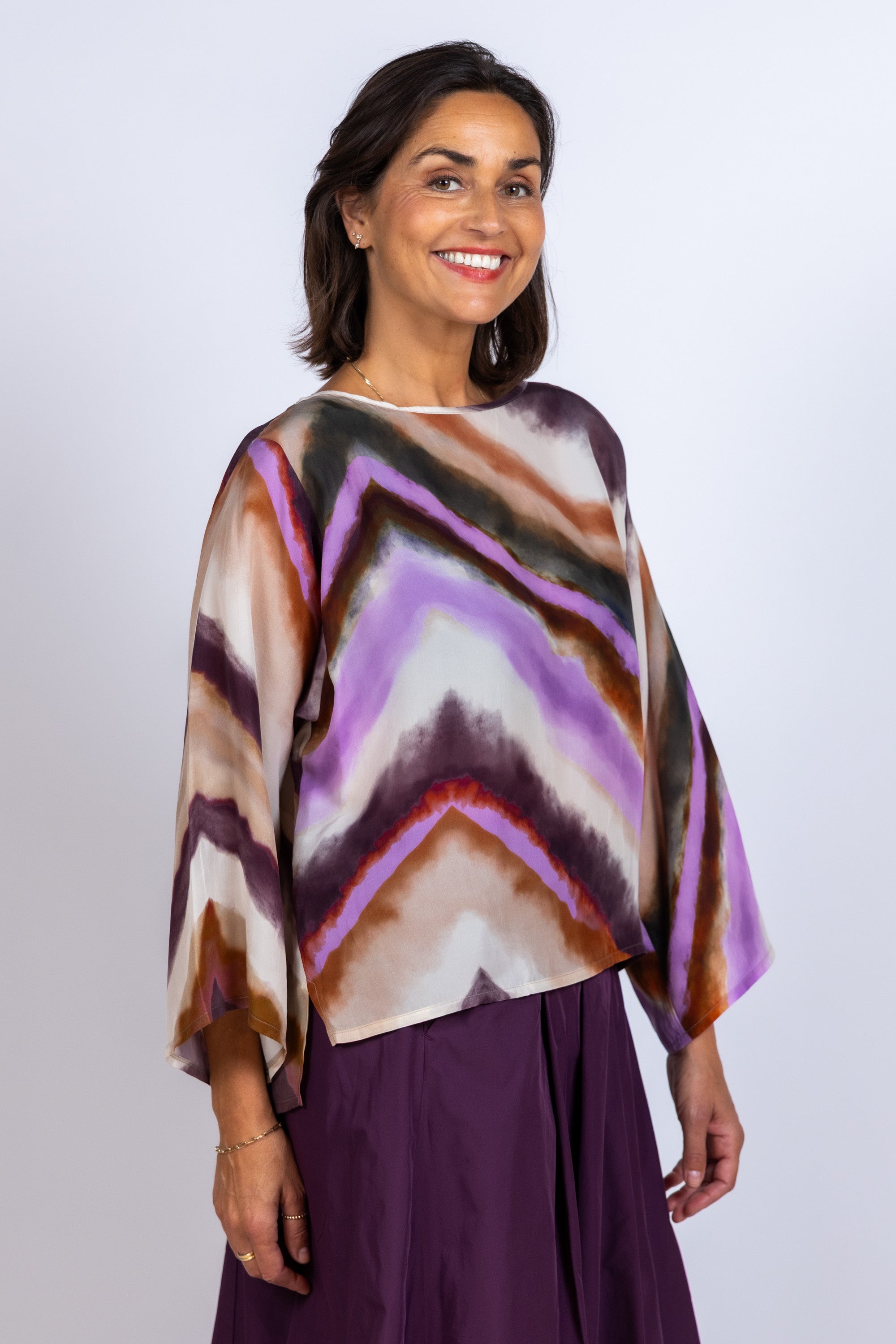 Blouse met print - Zand