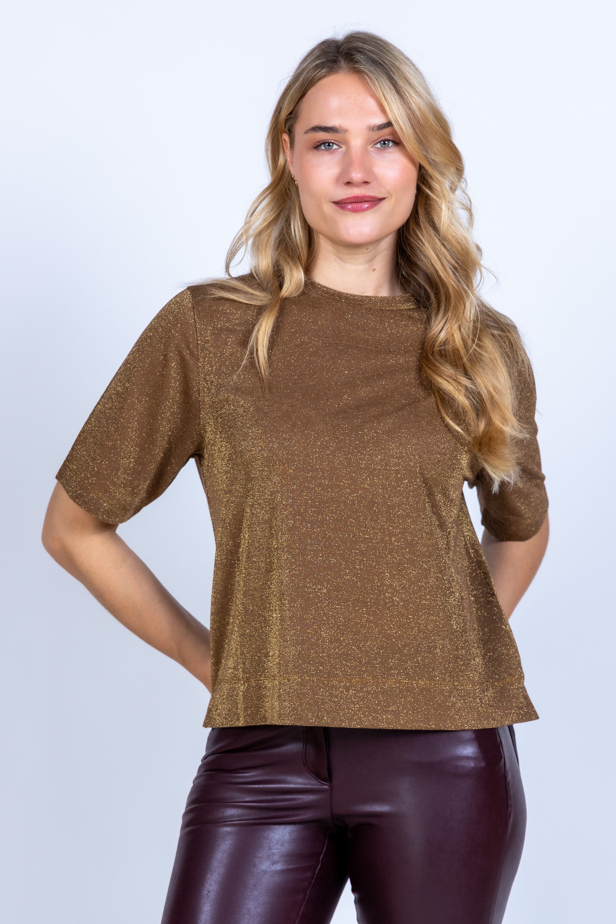 T-shirt met glitters - Goud