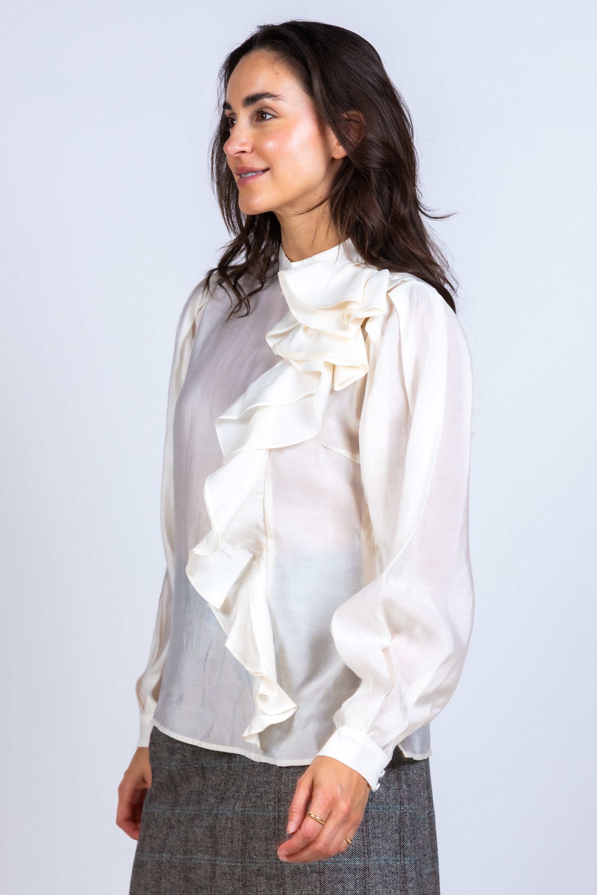 Blouse met volant - Ecru