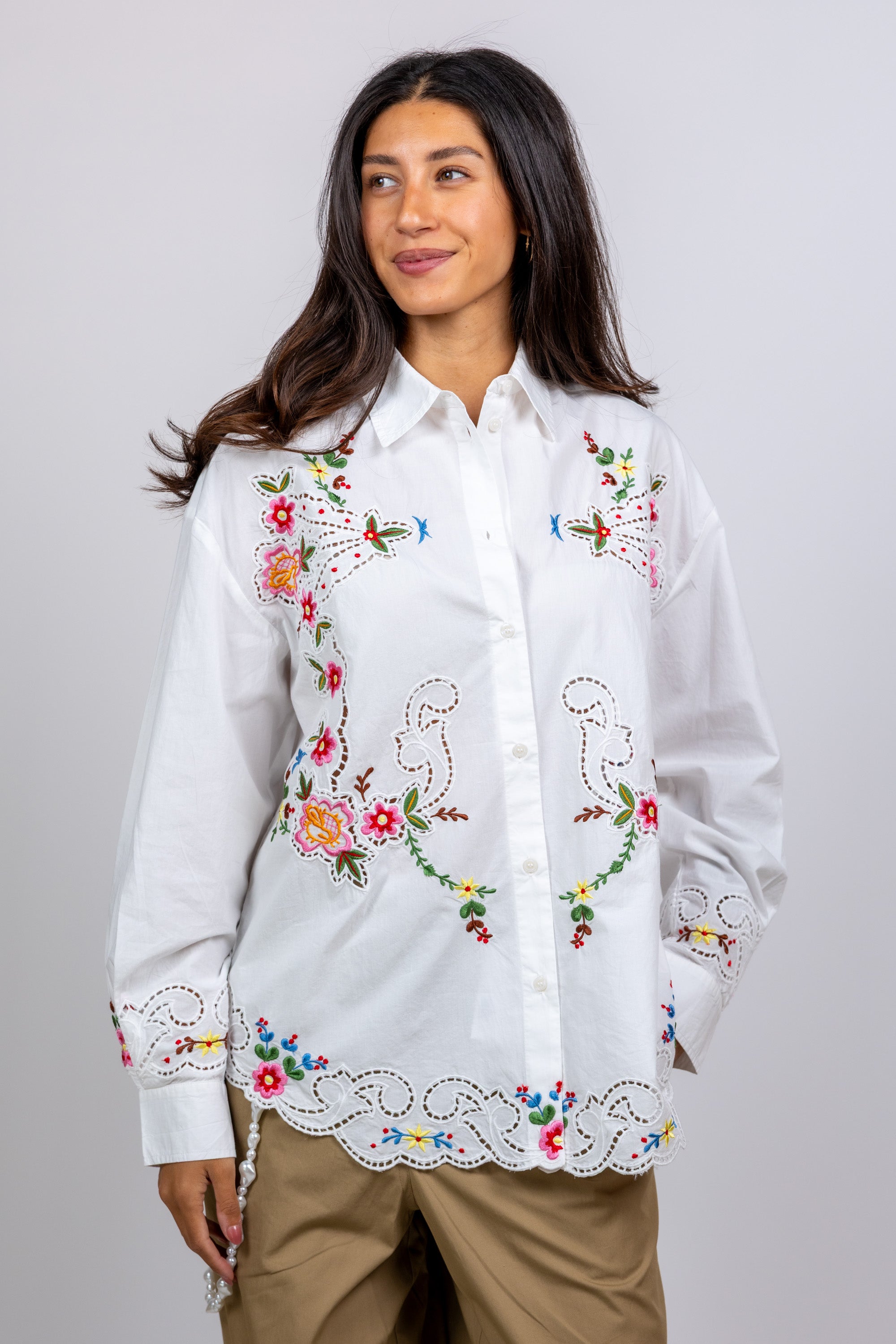 Blouse met borduursels - Wit