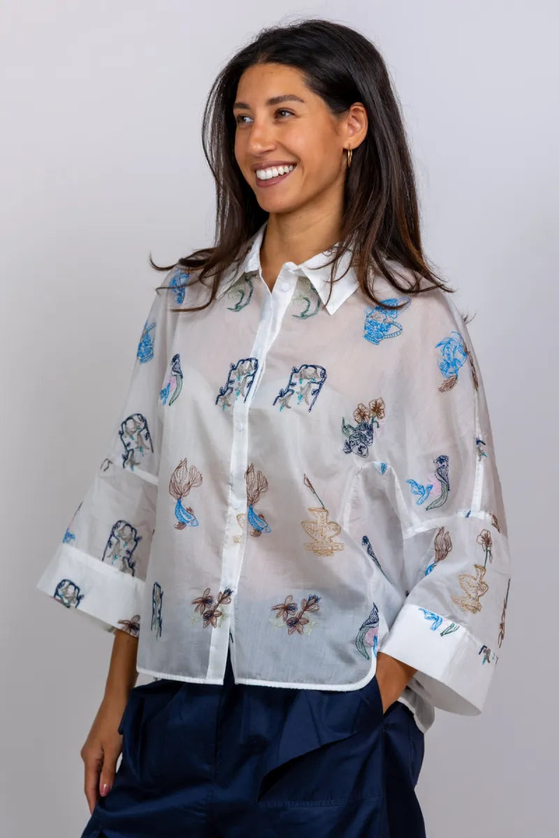 MUNTHE MUNTHE NILSA Blouse met borduursels - Wit