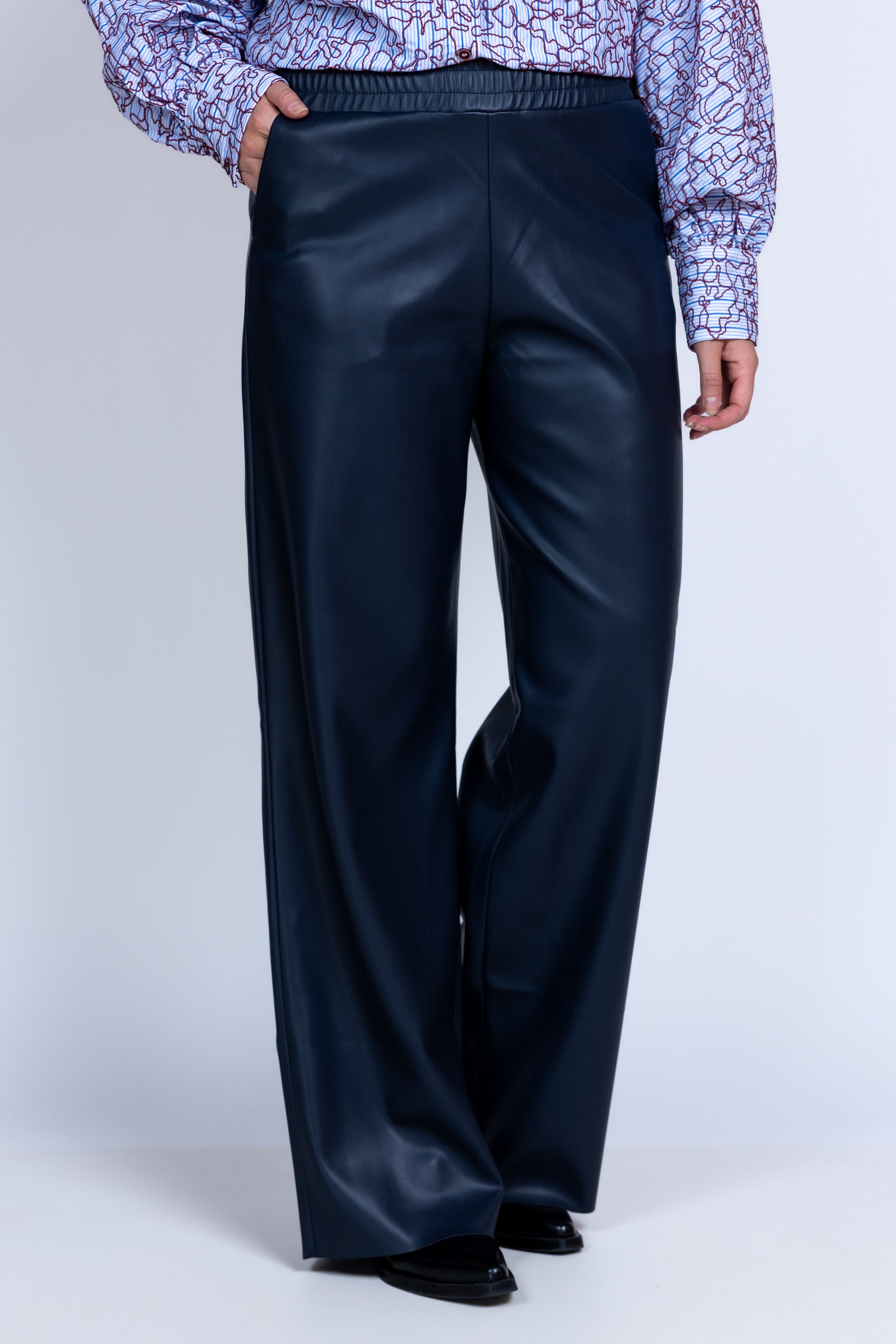 Leren broek - Marine