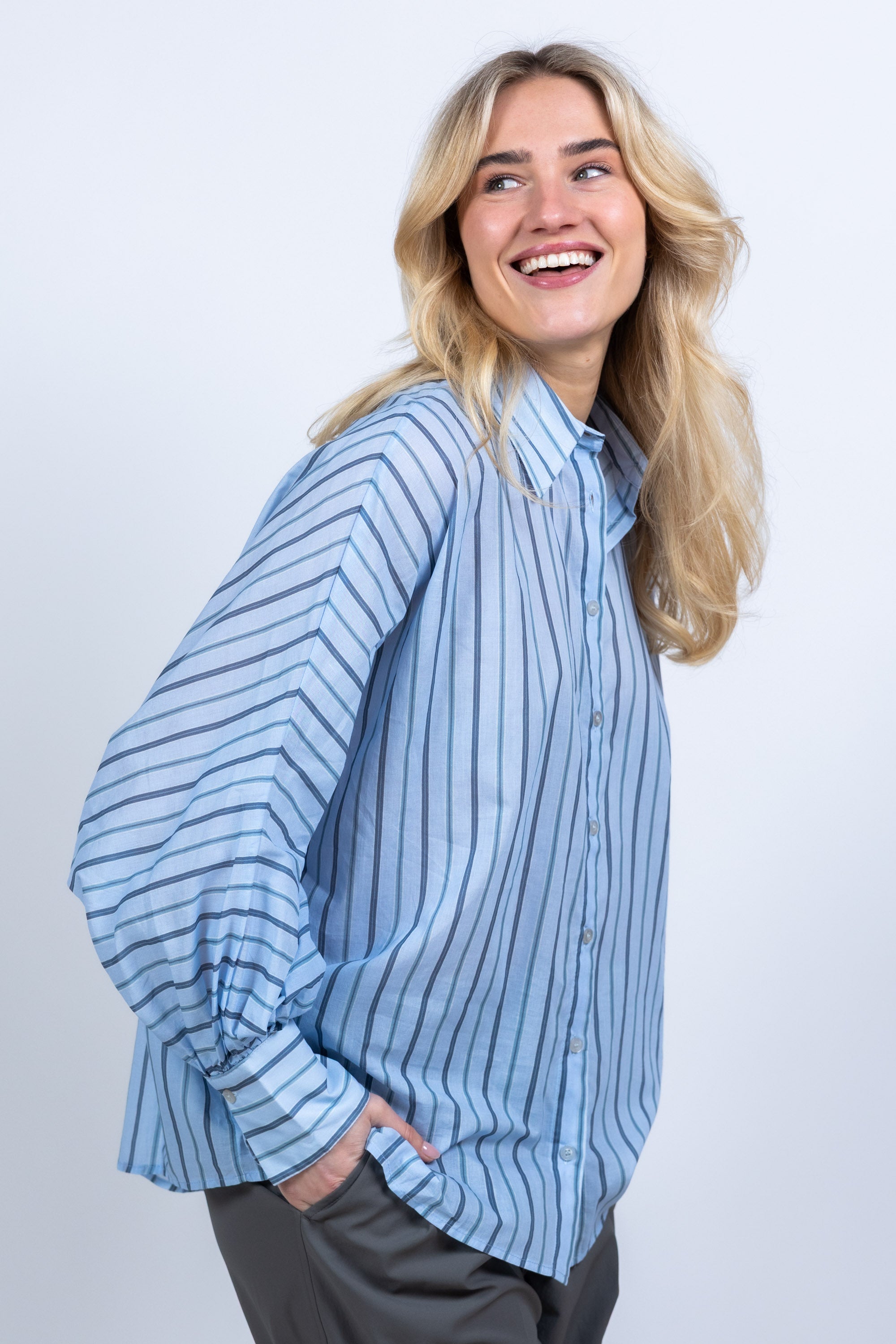 Blouse met strepen - Bleu