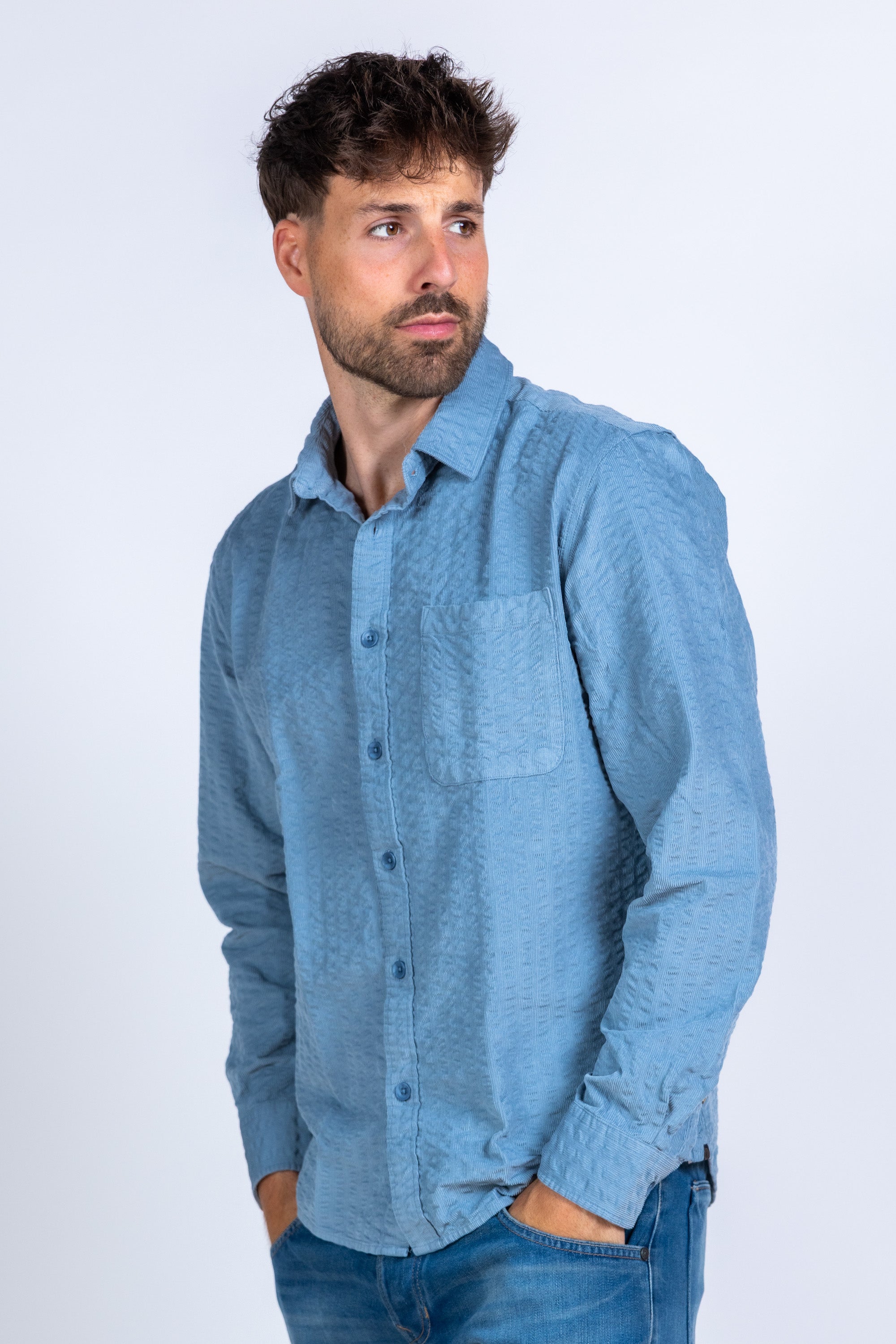 Overhemd met structuur - French blue