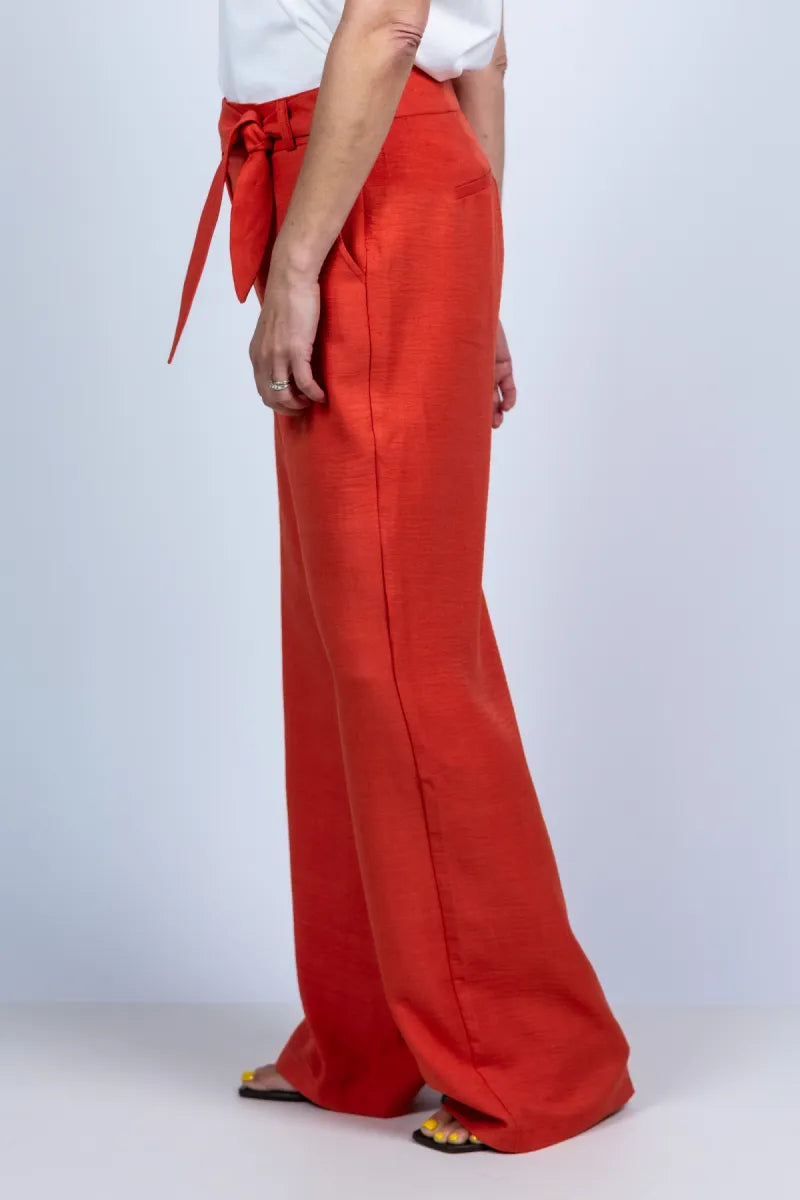 GEISHA GEISHA 61100-60 Wijde broek met ceintuur - Steenrood