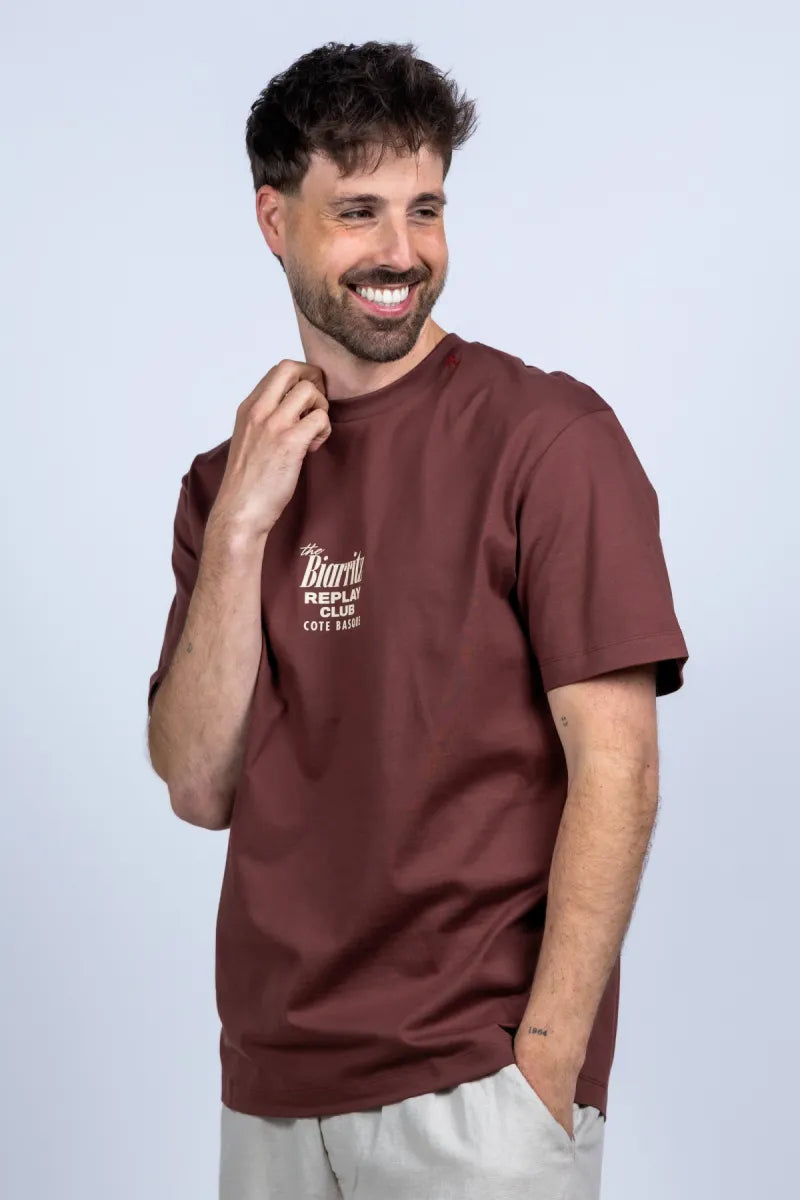 REPLAY H REPLAY H M337400023608P T-shirt met print - Bruin
