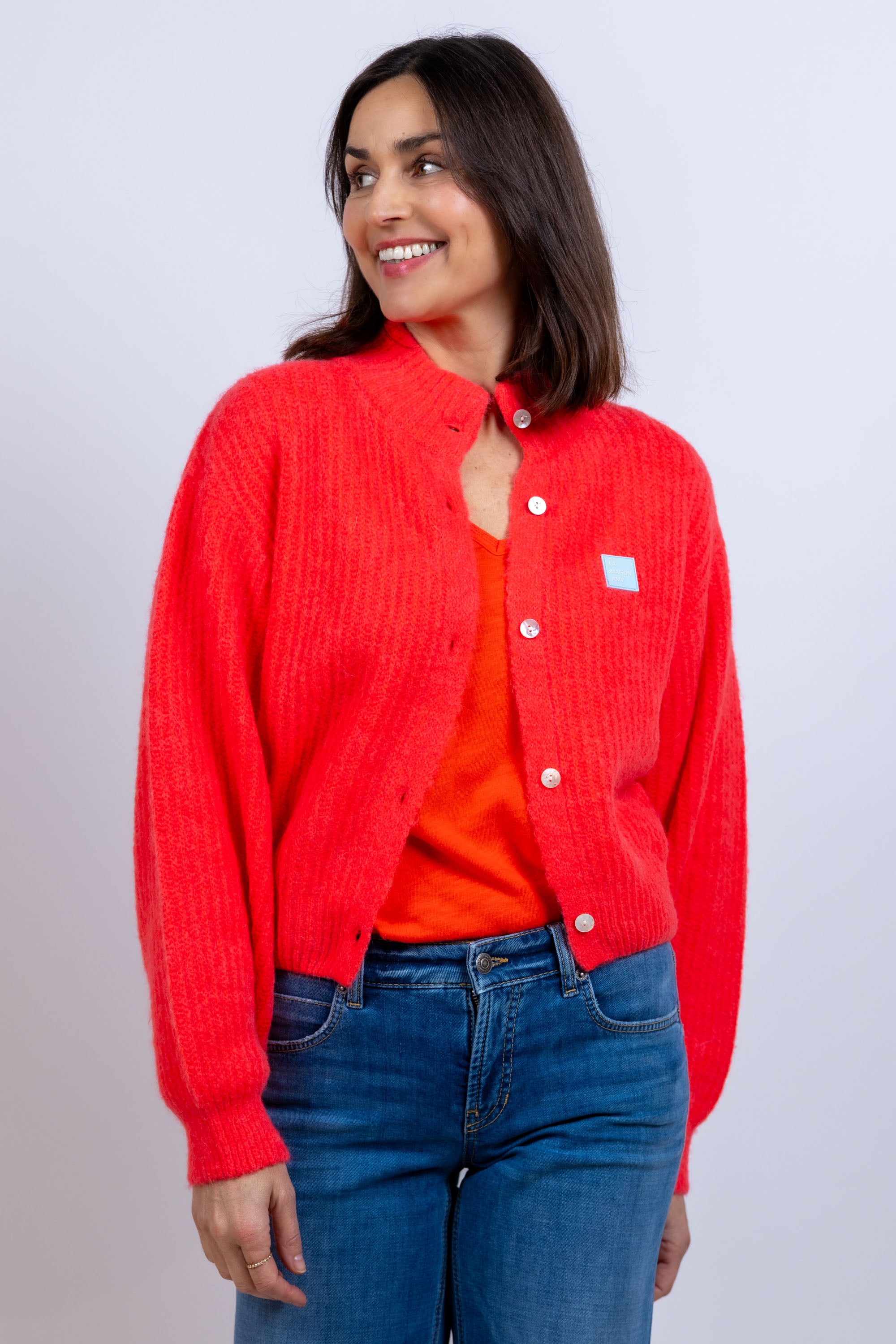 Vest met knopen - Koraalroze