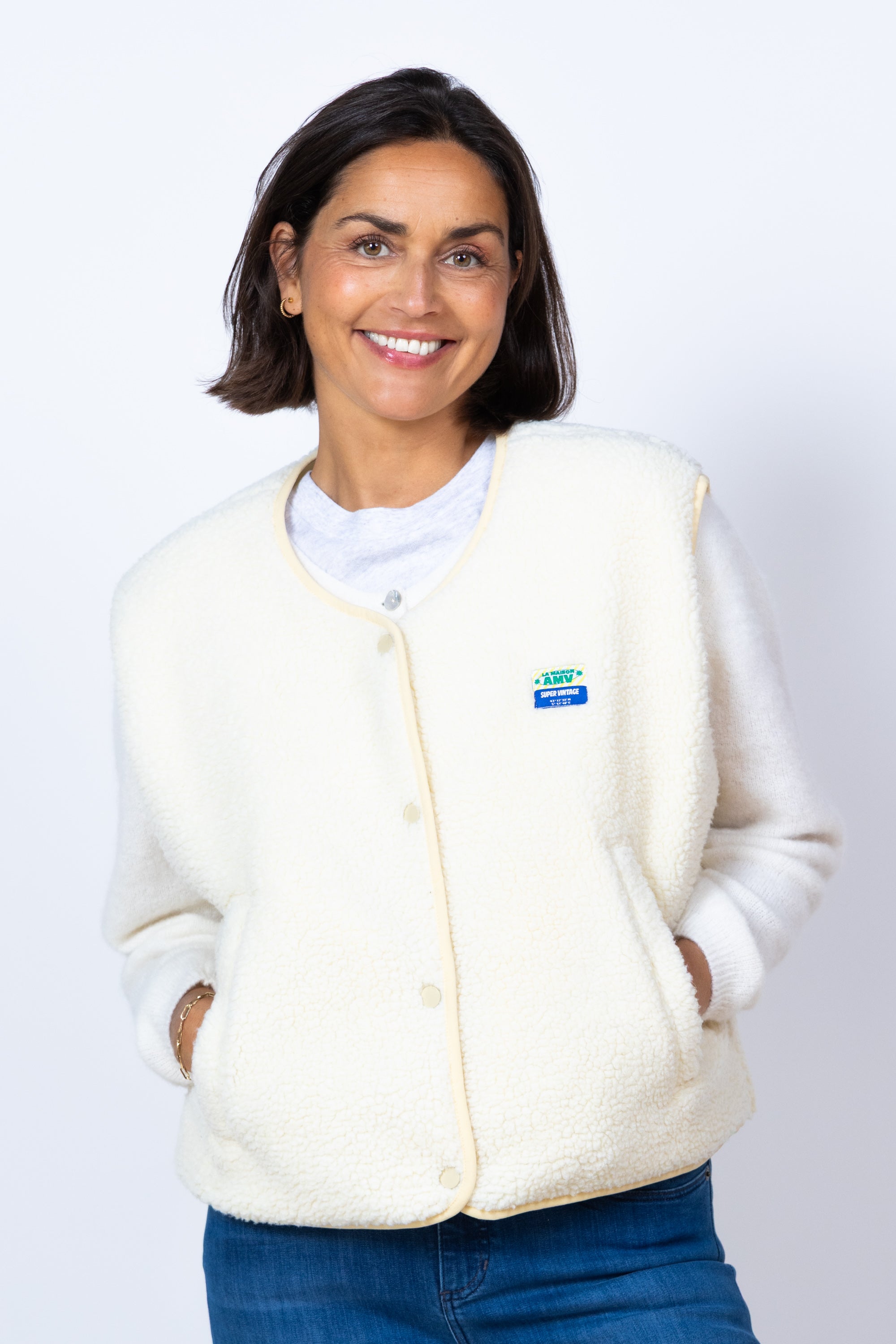 Bodywarmer met knopen - Ecru