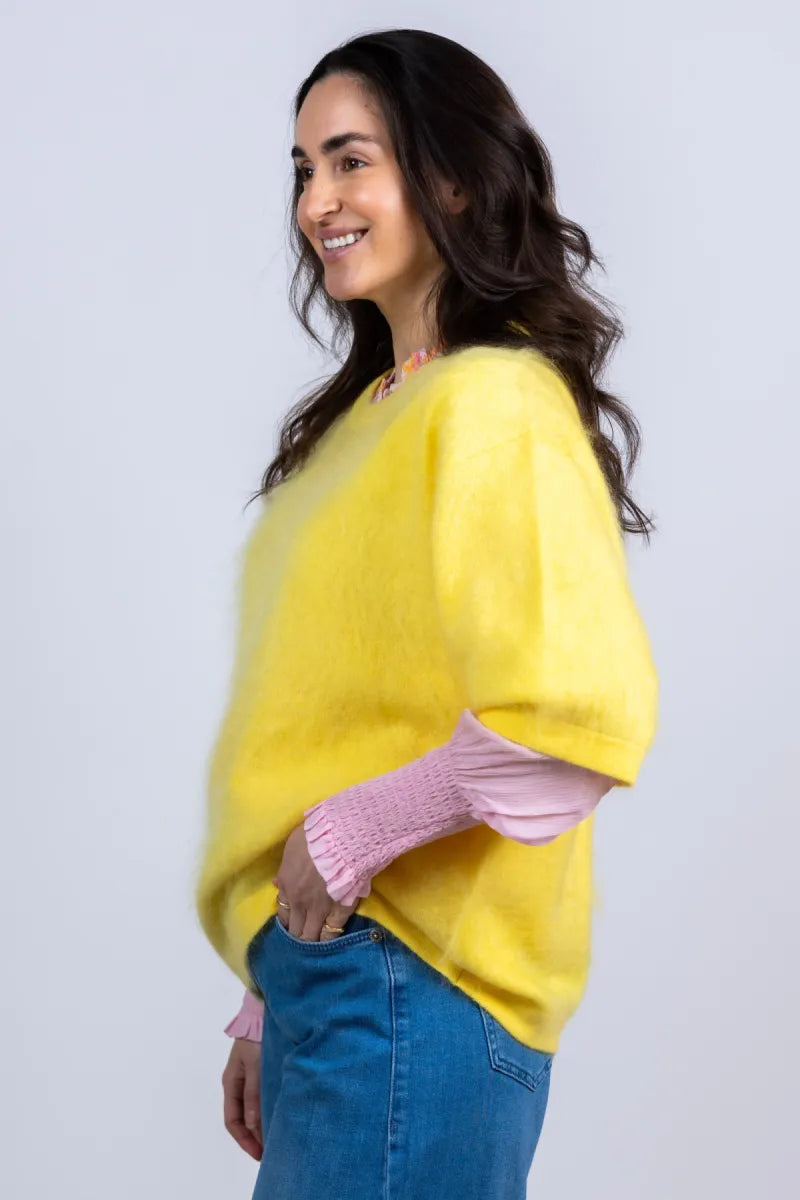 HERZENS HERZENS 25261-1051 HERZENS 25261-1051 Trui met korte mouwen - Geel