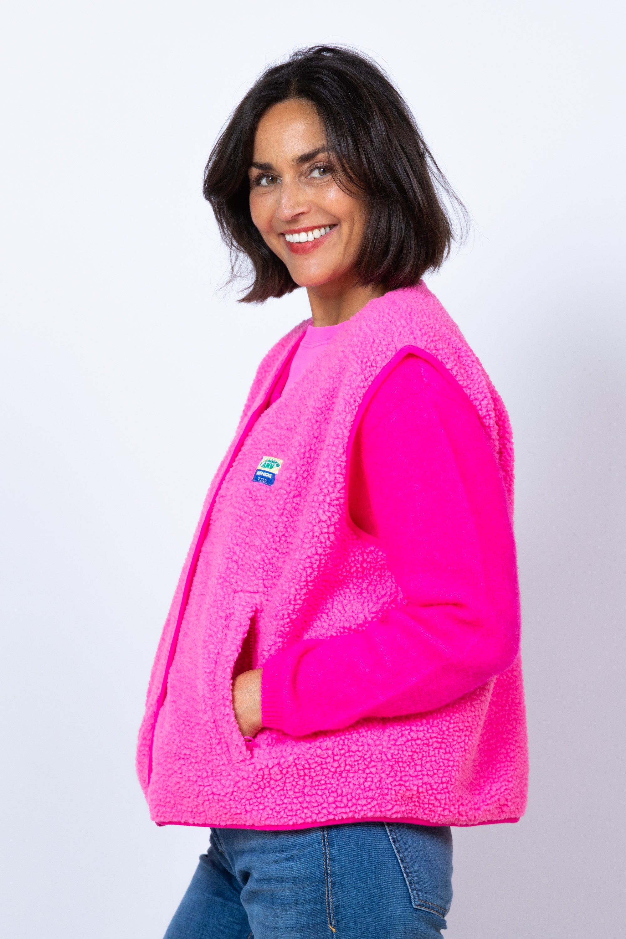 Bodywarmer met knopen - Pink/cyclaam