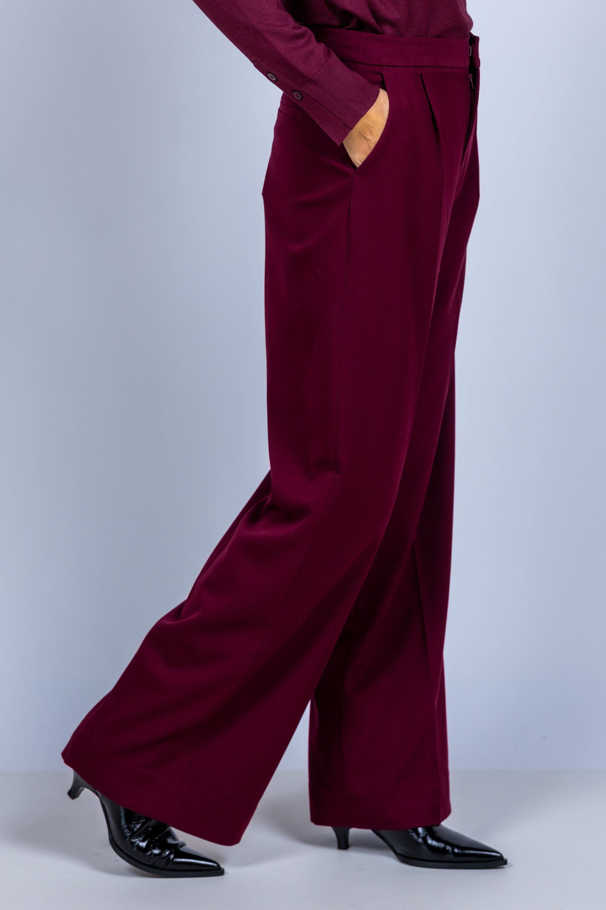 Wijde pantalon - Donkerbordeaux