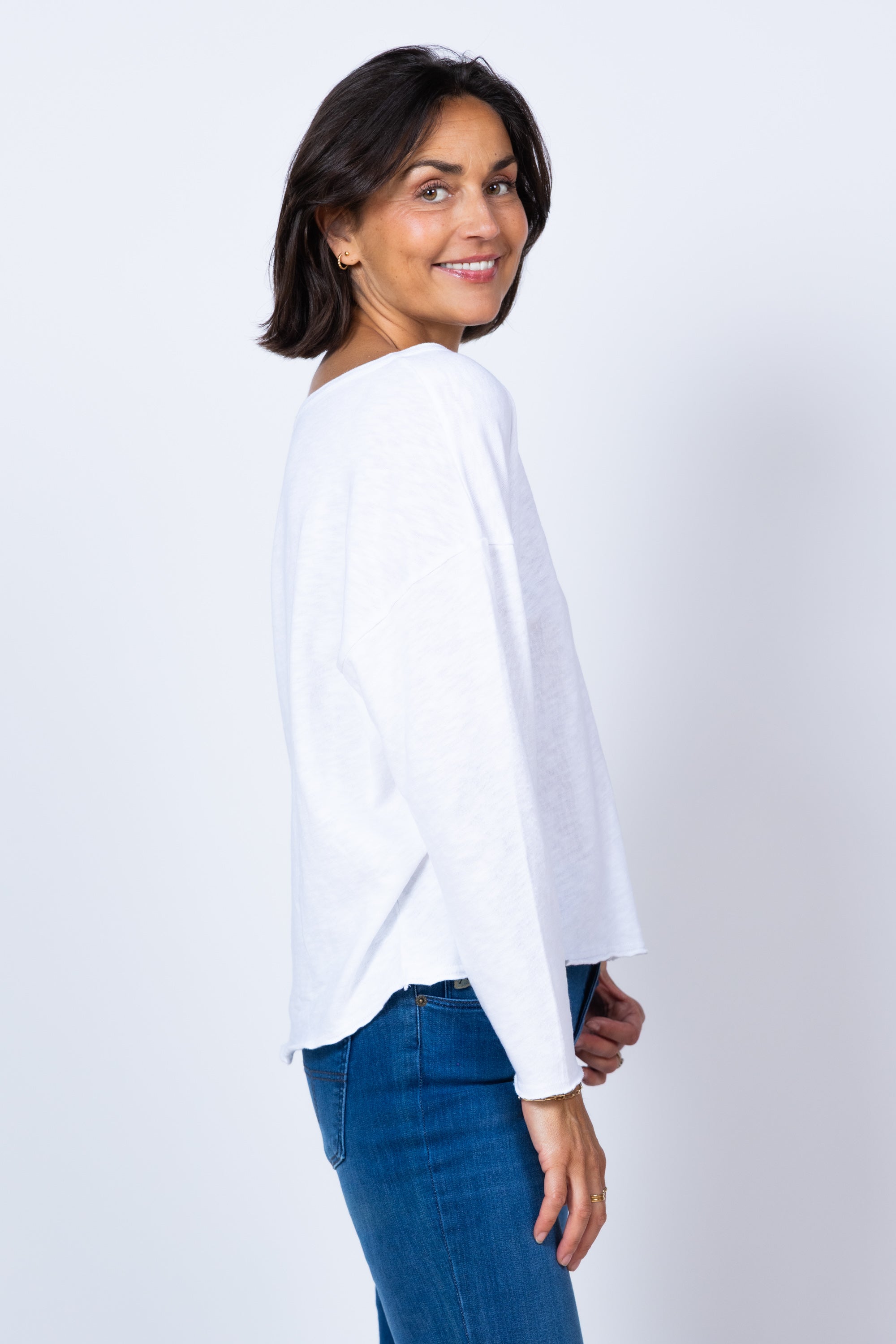 T-shirt met boothals - Wit