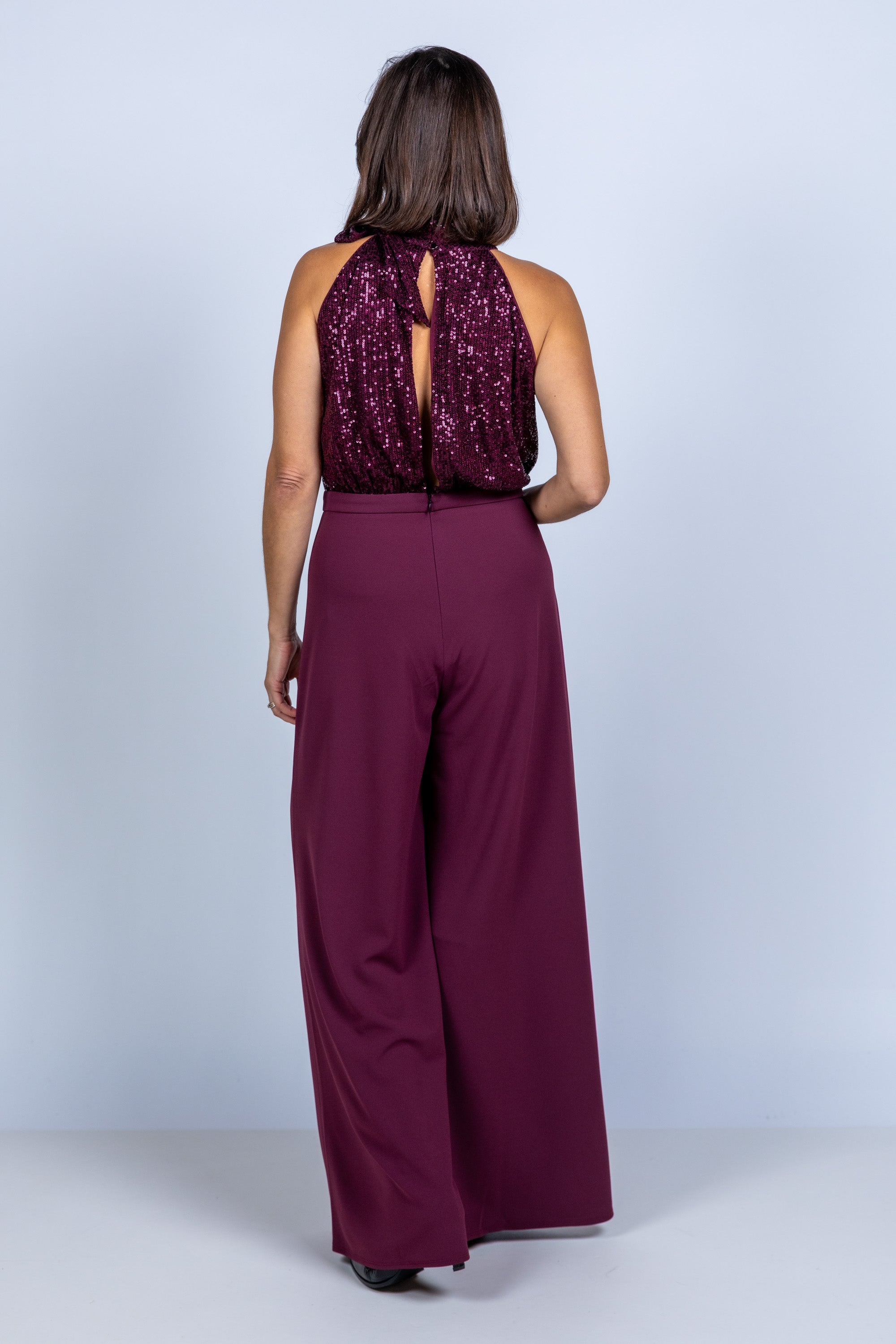 Jumpsuit met glitters - Burgundy