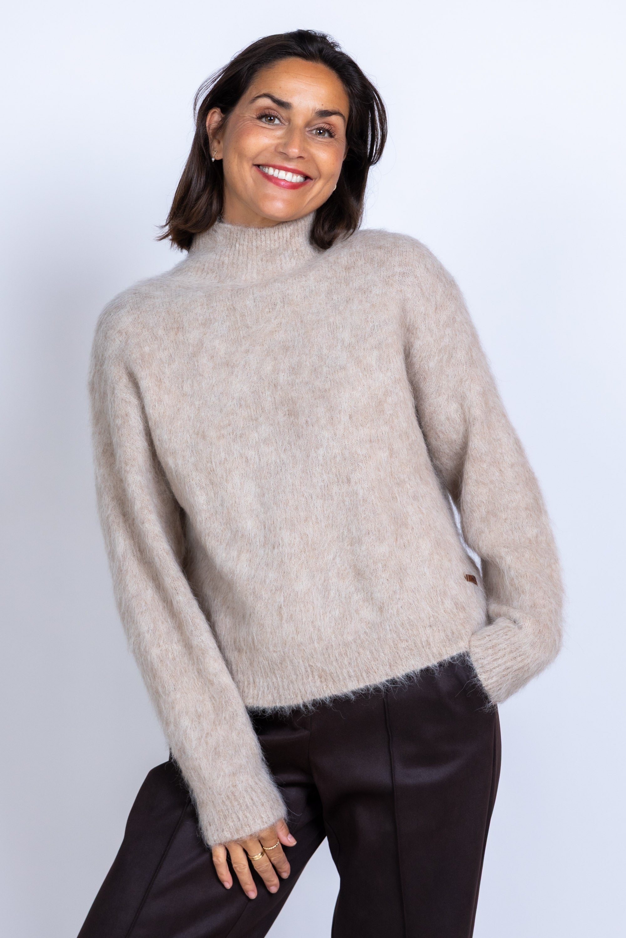 Trui met col - Licht taupe