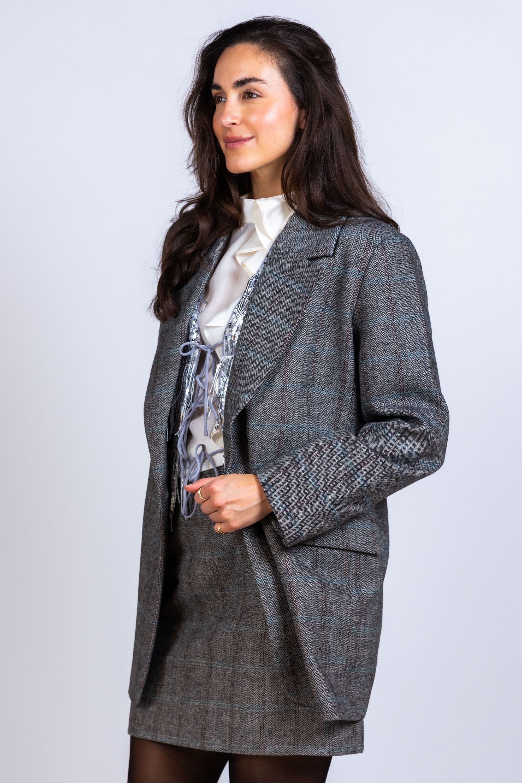 Blazer met ruitpatroon - Antraciet