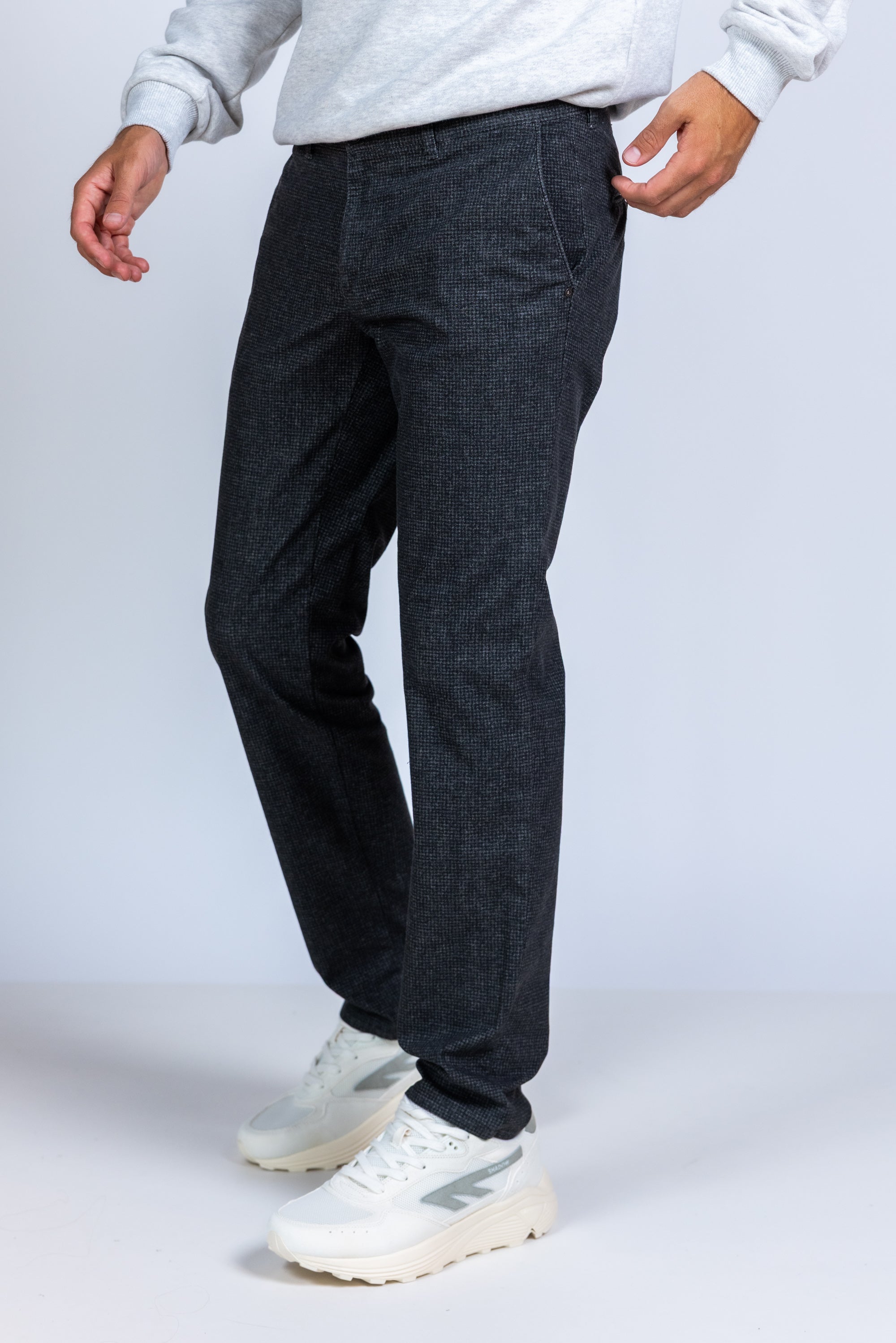 Pantalon met ruitpatroon - Antraciet