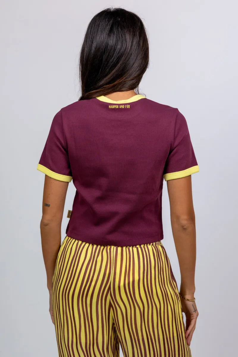 HARPER & YVE HARPER & YVE HS6Y309 T-shirt met print - Burgundy